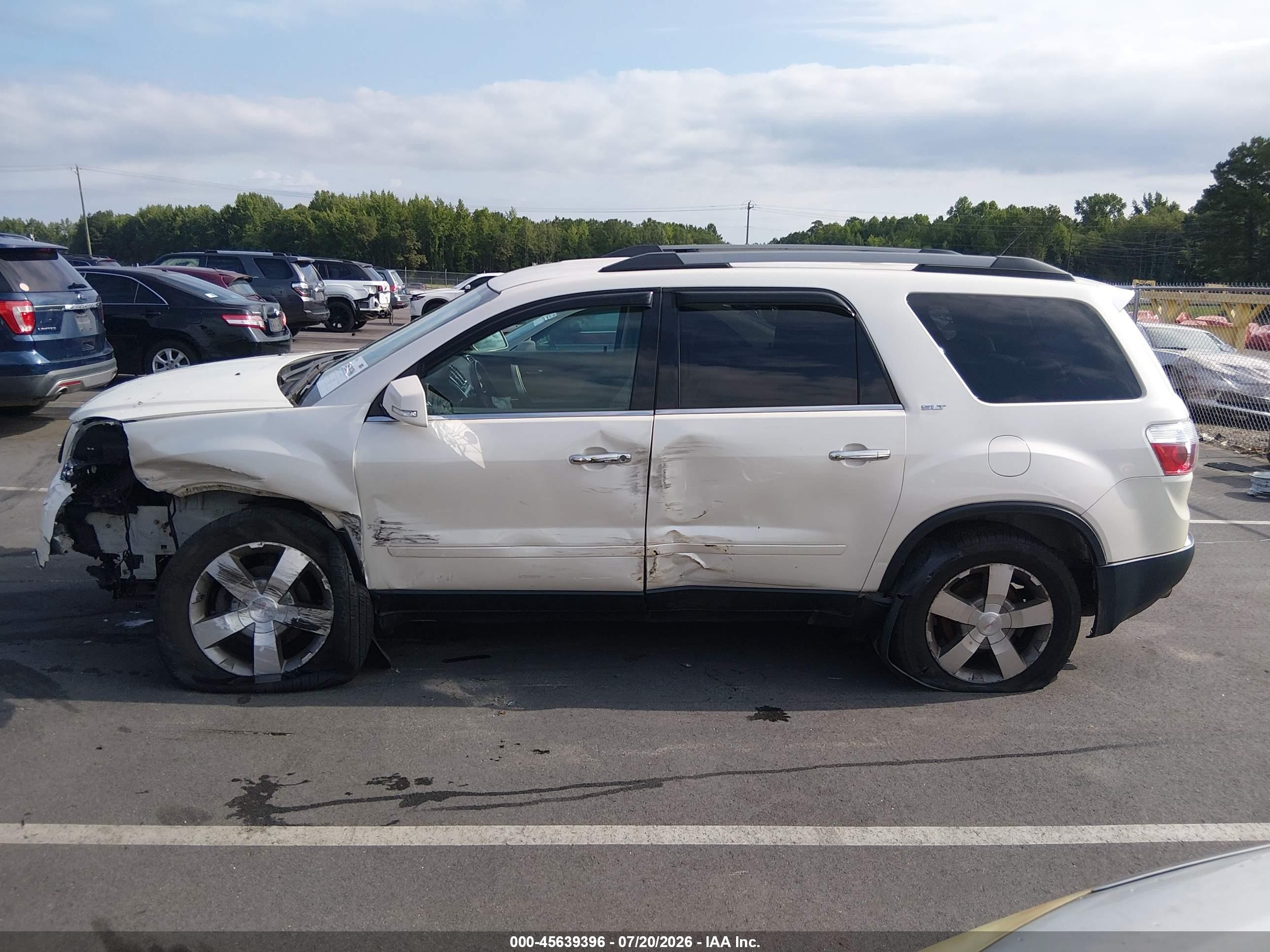 2012 Gmc Acadia Slt-1 White vin: 1GKKVRED9CJ350658