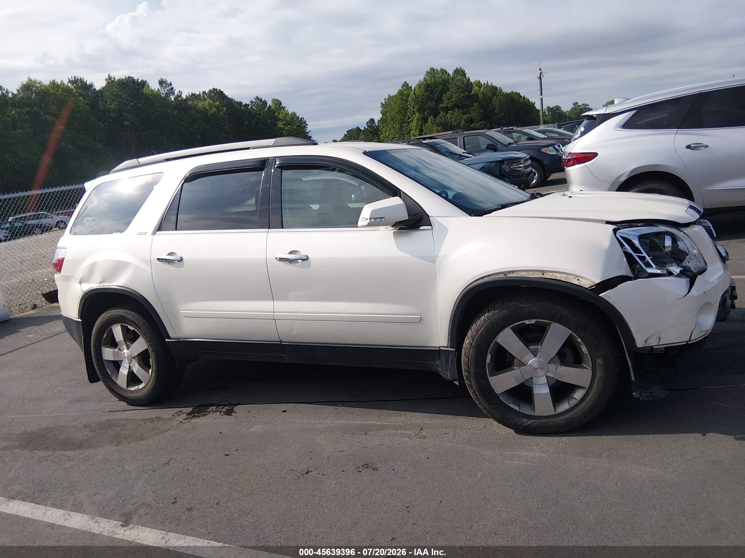 2012 Gmc Acadia Slt-1 White vin: 1GKKVRED9CJ350658