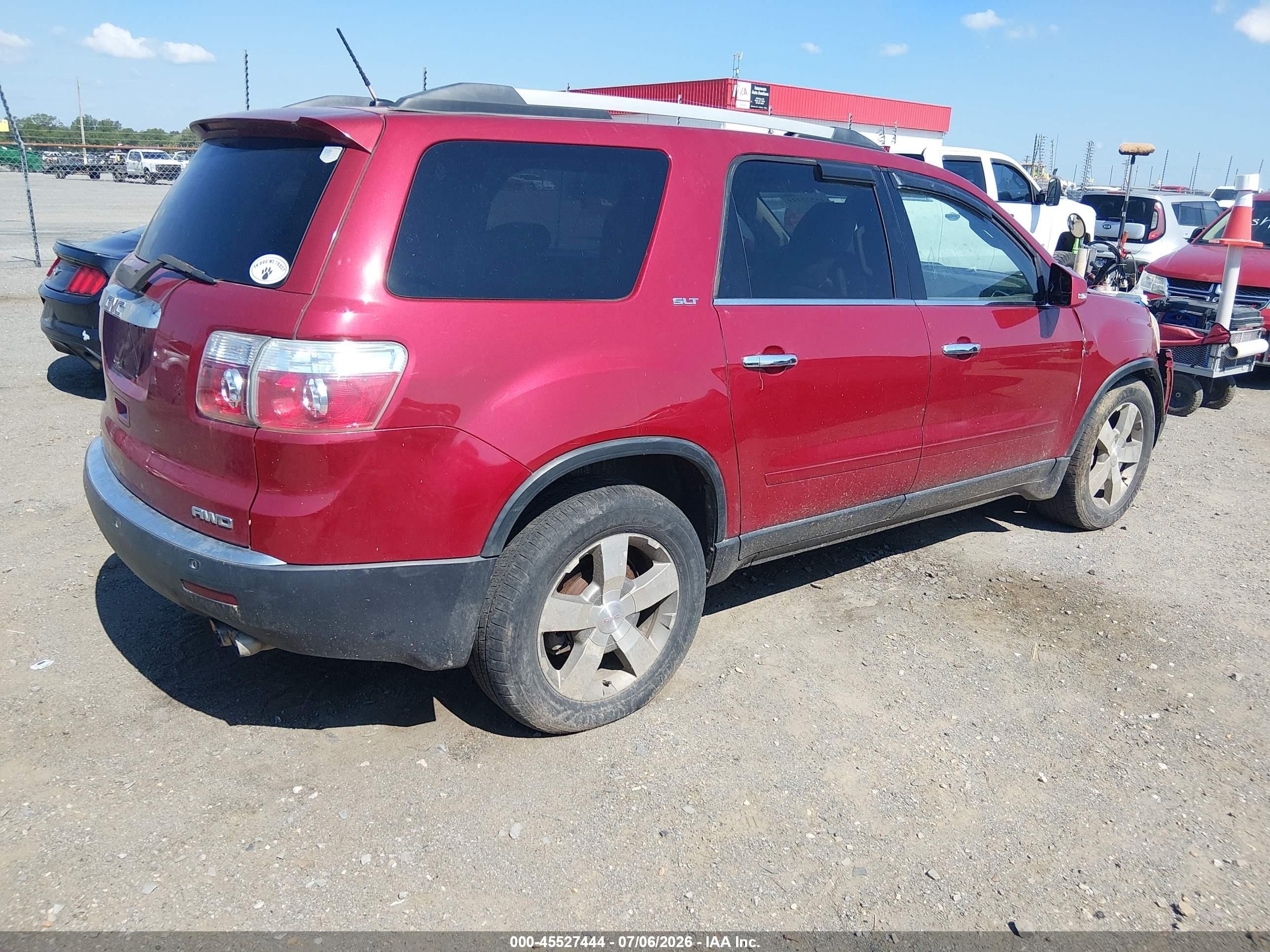 2012 Gmc Acadia Slt-1 Red vin: 1GKKVRED9CJ356170