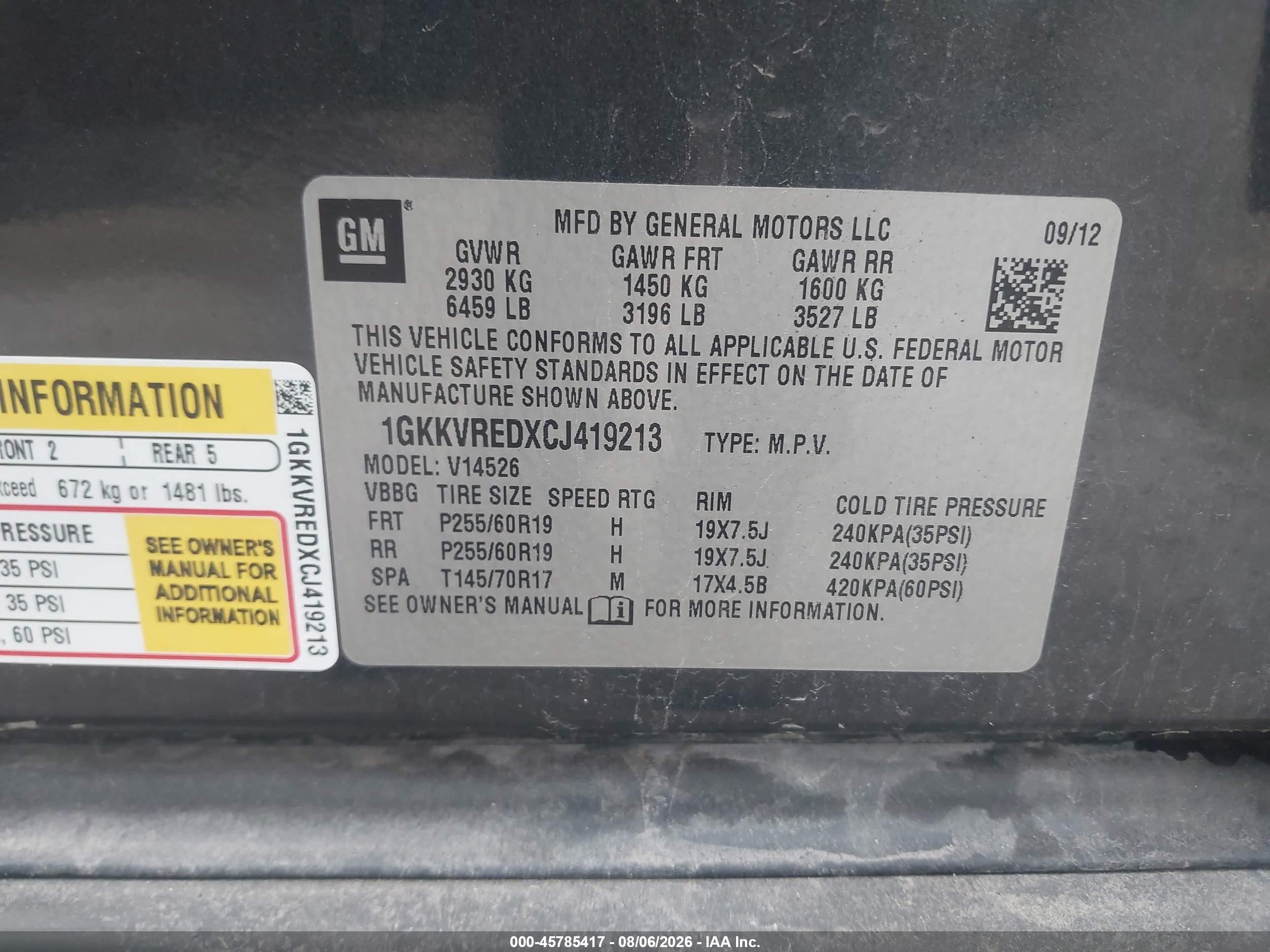 2012 Gmc Acadia Slt-1 Gray vin: 1GKKVREDXCJ419213
