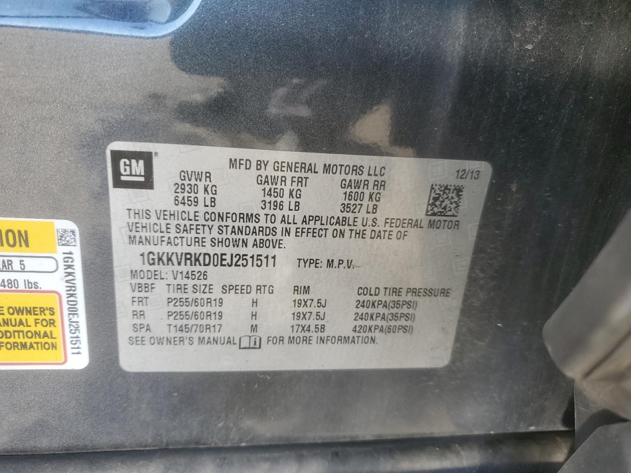 2014 Gmc Acadia Slt-1 Gray vin: 1GKKVRKD0EJ251511