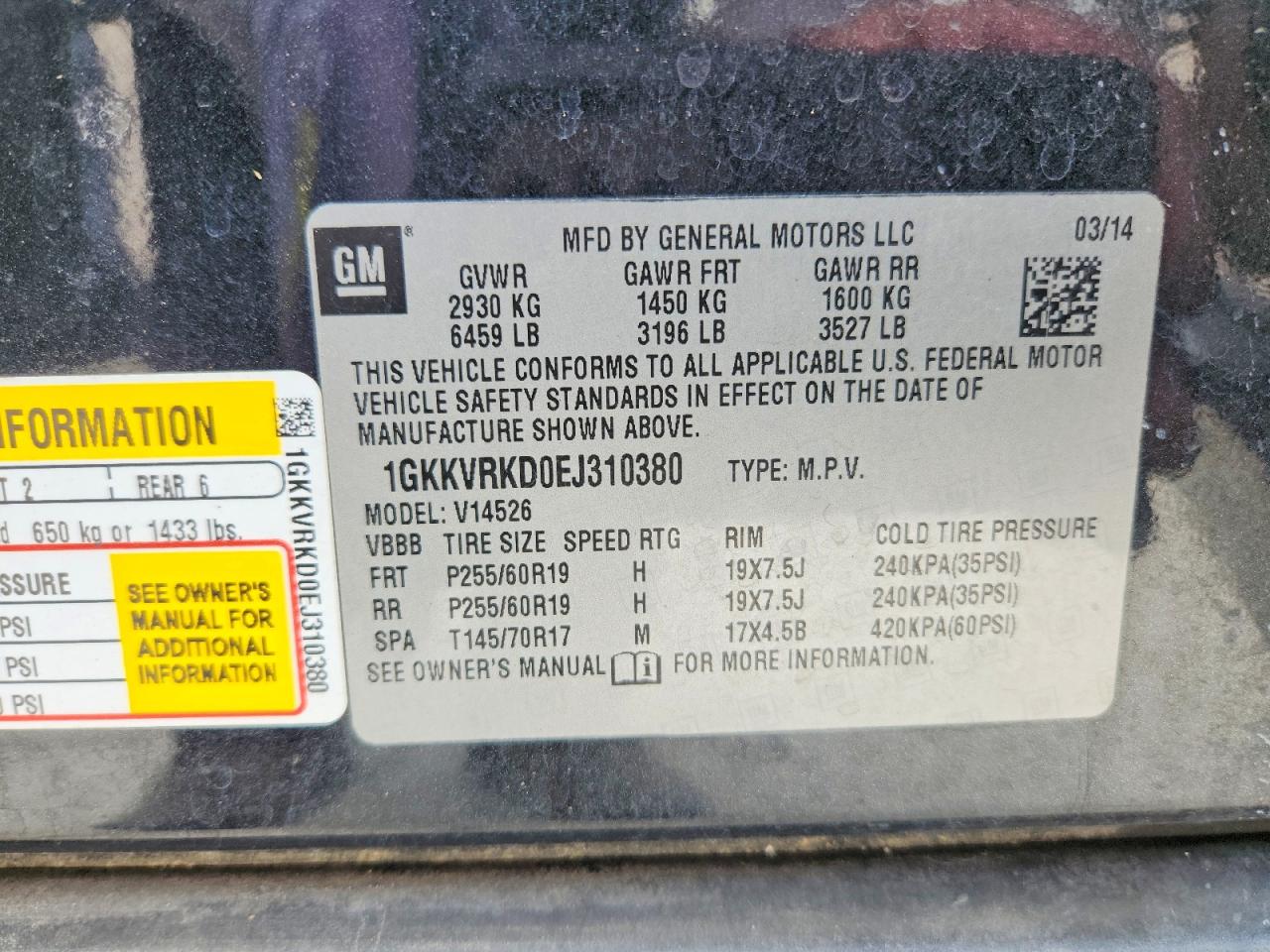 2014 Gmc Acadia Slt-1 Black vin: 1GKKVRKD0EJ310380