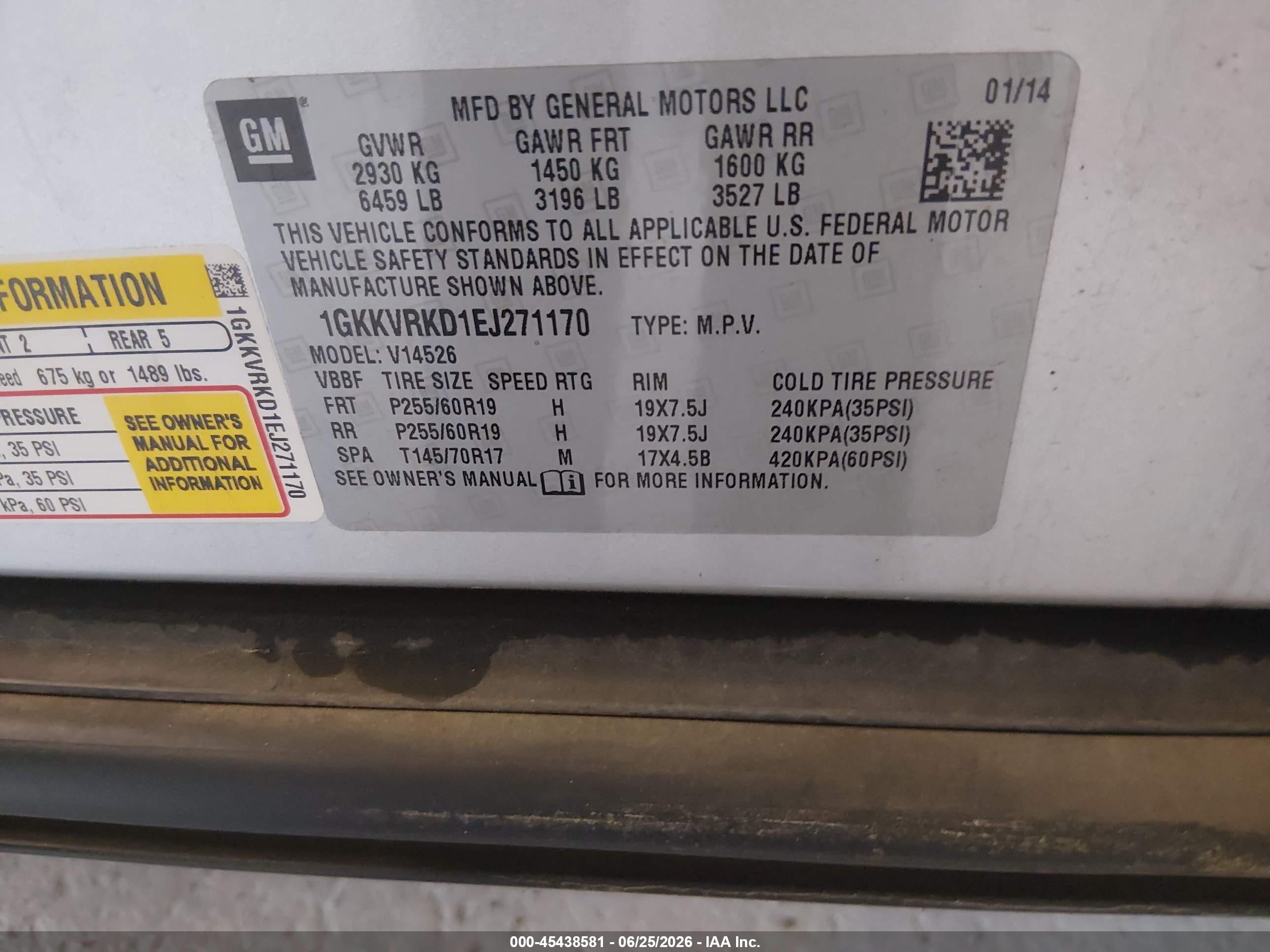 2014 Gmc Acadia Slt-1 Серебряный vin: 1GKKVRKD1EJ271170
