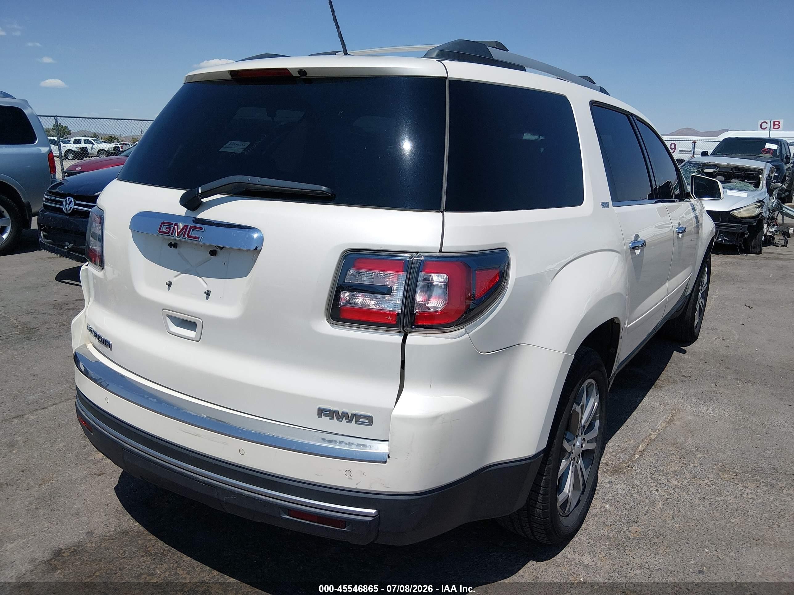 2015 Gmc Acadia Slt White vin: 1GKKVRKD1FJ281148
