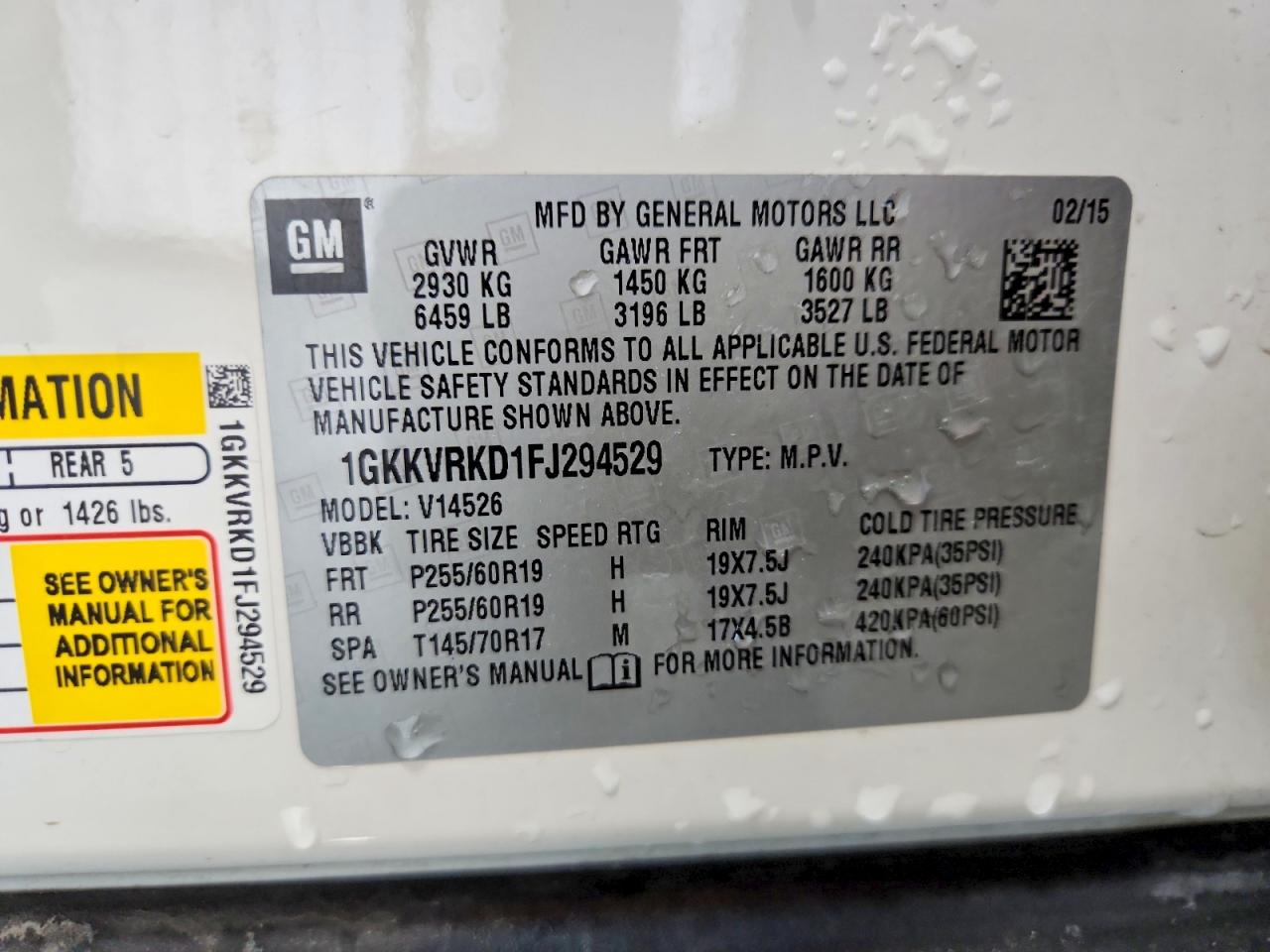 2015 Gmc Acadia Slt-1 White vin: 1GKKVRKD1FJ294529