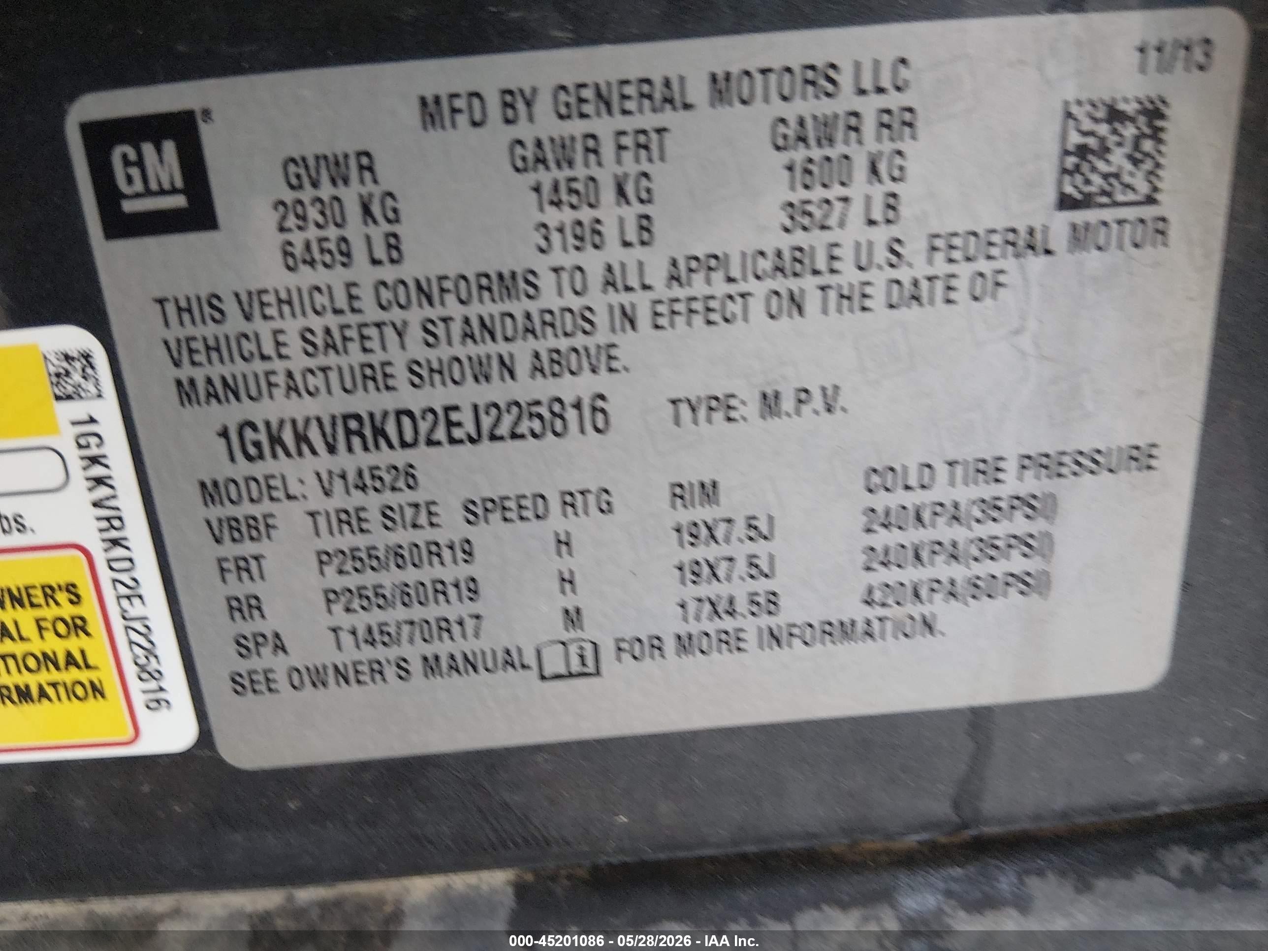 2014 Gmc Acadia Slt-1 Серый vin: 1GKKVRKD2EJ225816