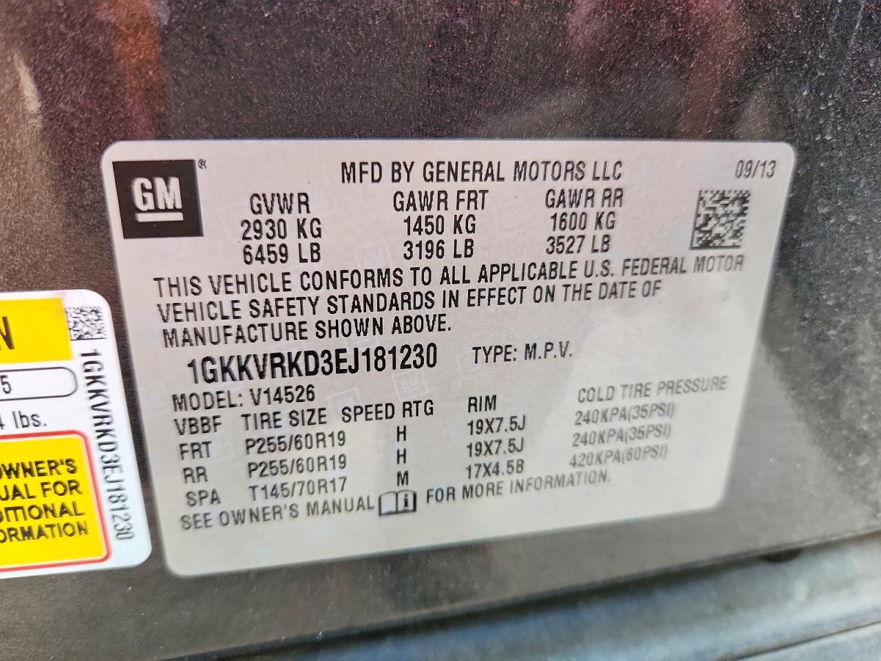 2014 Gmc Acadia Slt-1 Charcoal vin: 1GKKVRKD3EJ181230