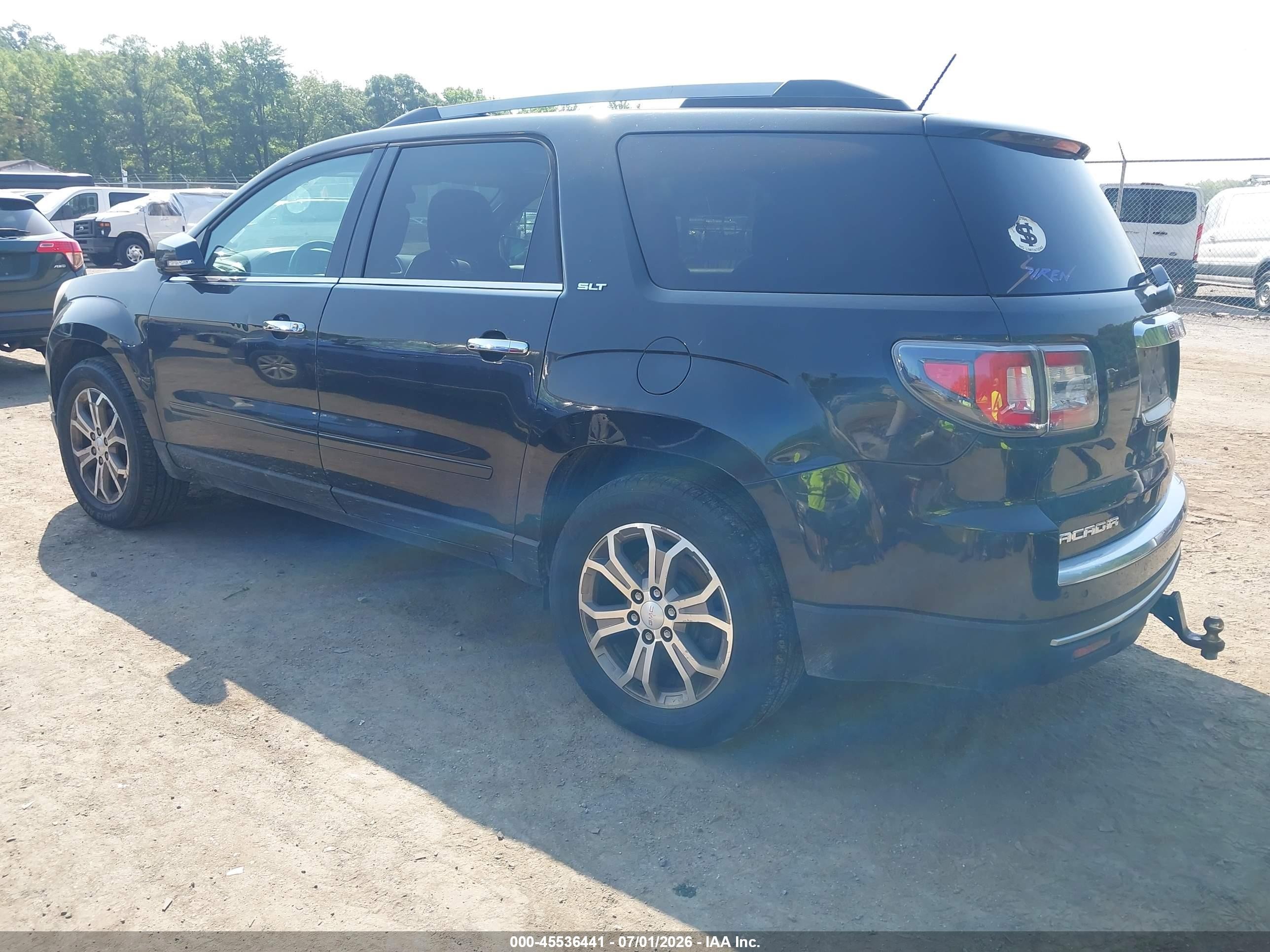 2015 Gmc Acadia Slt Black vin: 1GKKVRKD3FJ285640