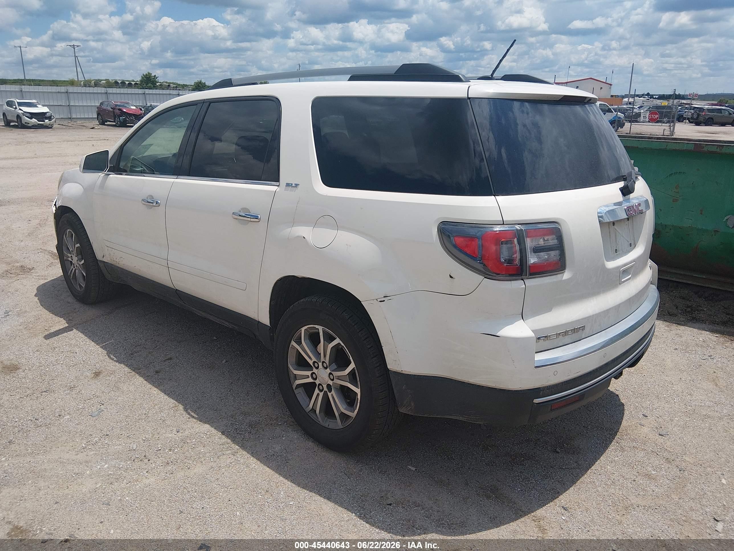 2015 Gmc Acadia Slt-1 White vin: 1GKKVRKD4FJ195042