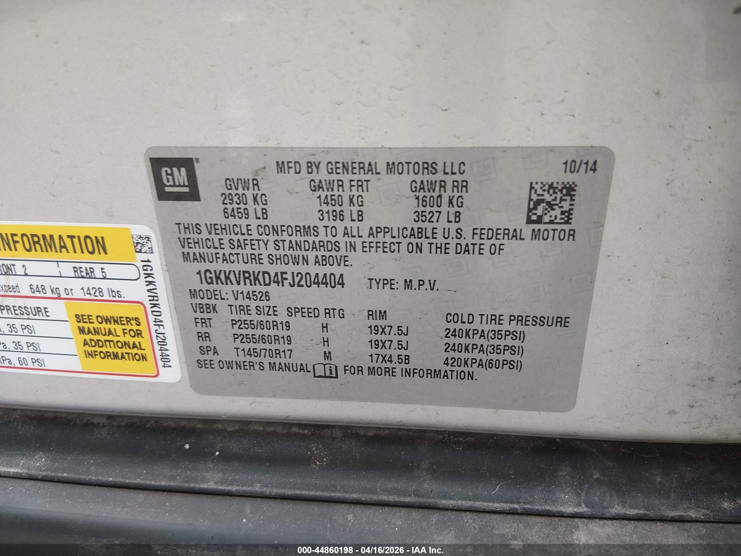 2015 Gmc Acadia Slt-1 Серебряный vin: 1GKKVRKD4FJ204404