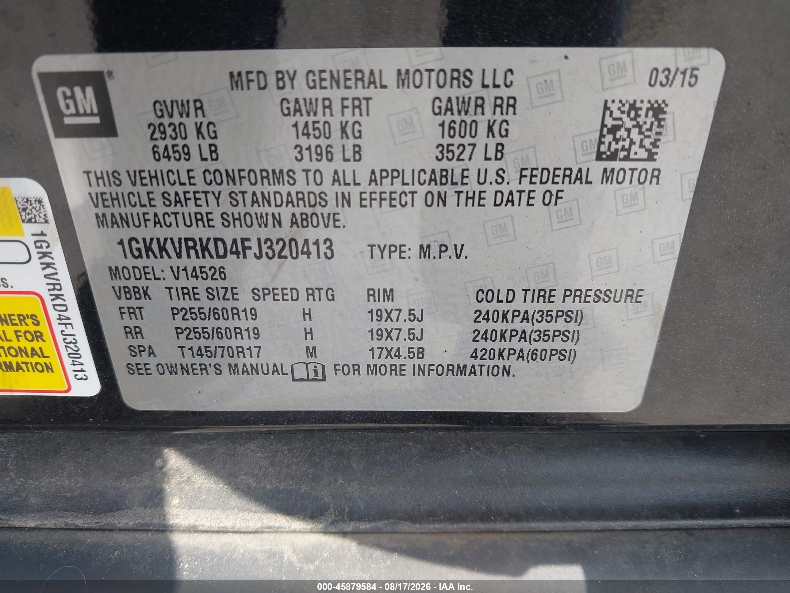 2015 Gmc Acadia Slt Черный vin: 1GKKVRKD4FJ320413