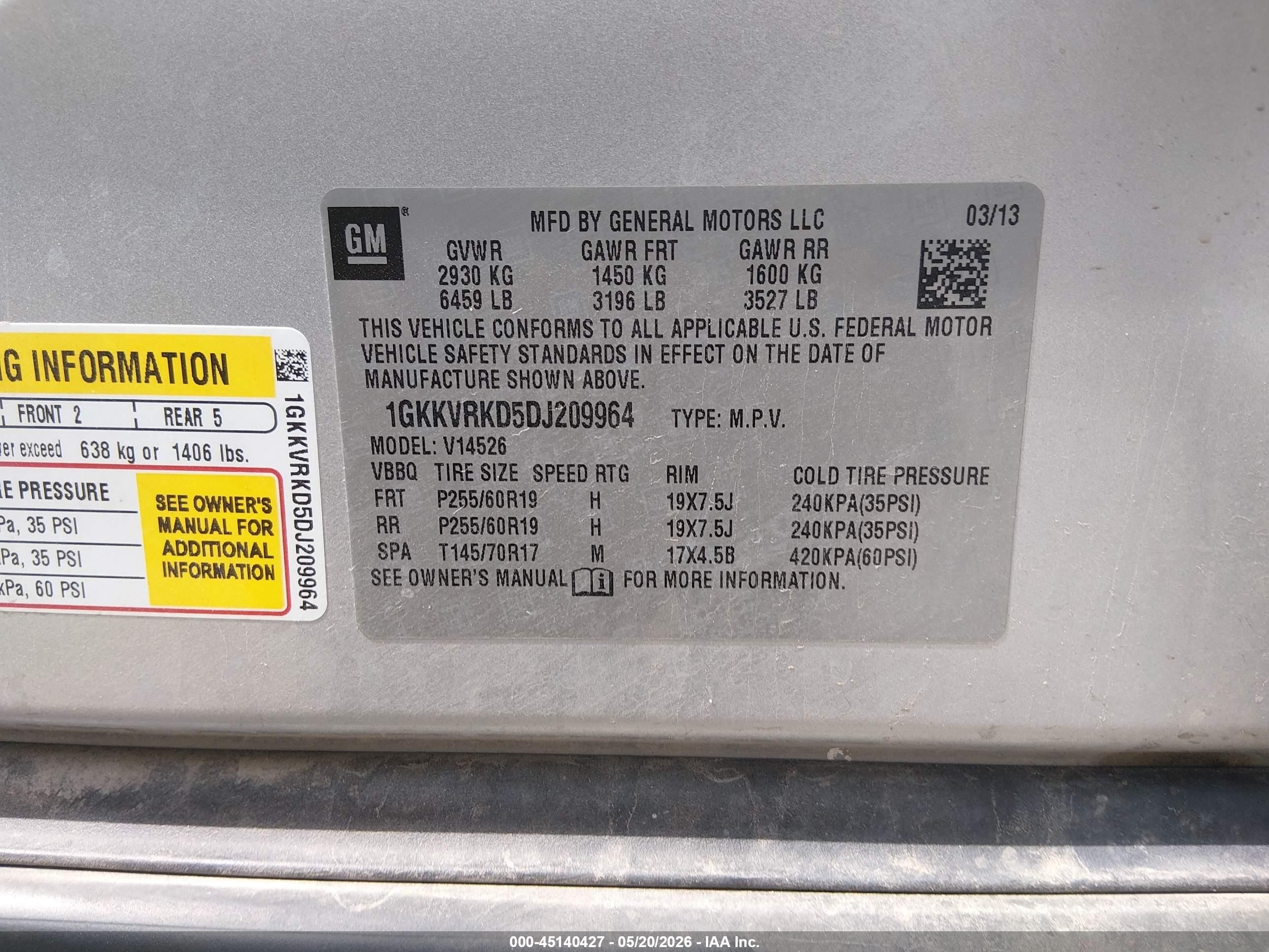 2013 Gmc Acadia Slt-1 Silver vin: 1GKKVRKD5DJ209964