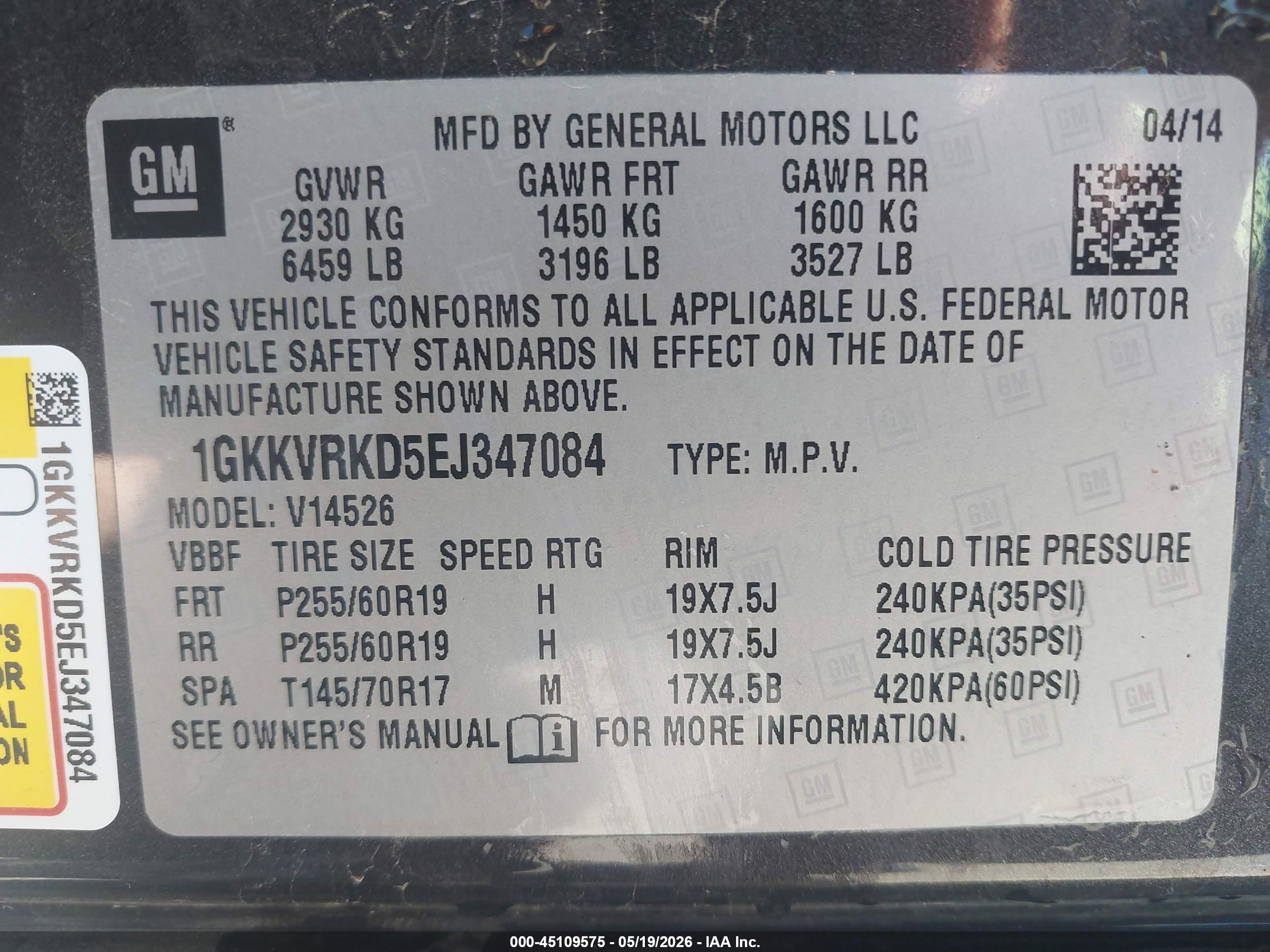 2014 Gmc Acadia Slt-1 Gray vin: 1GKKVRKD5EJ347084