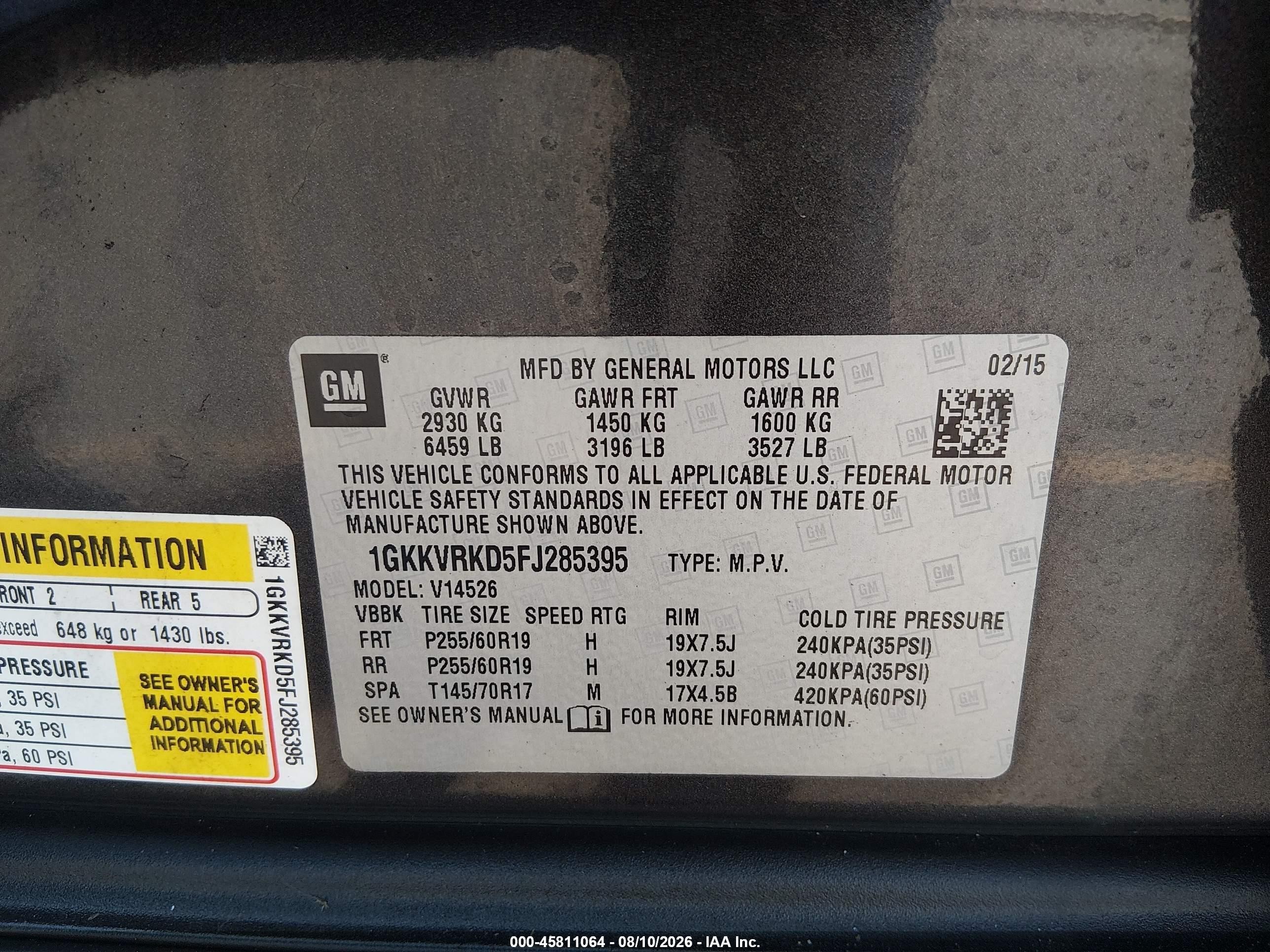 2015 Gmc Acadia Slt Black vin: 1GKKVRKD5FJ285395