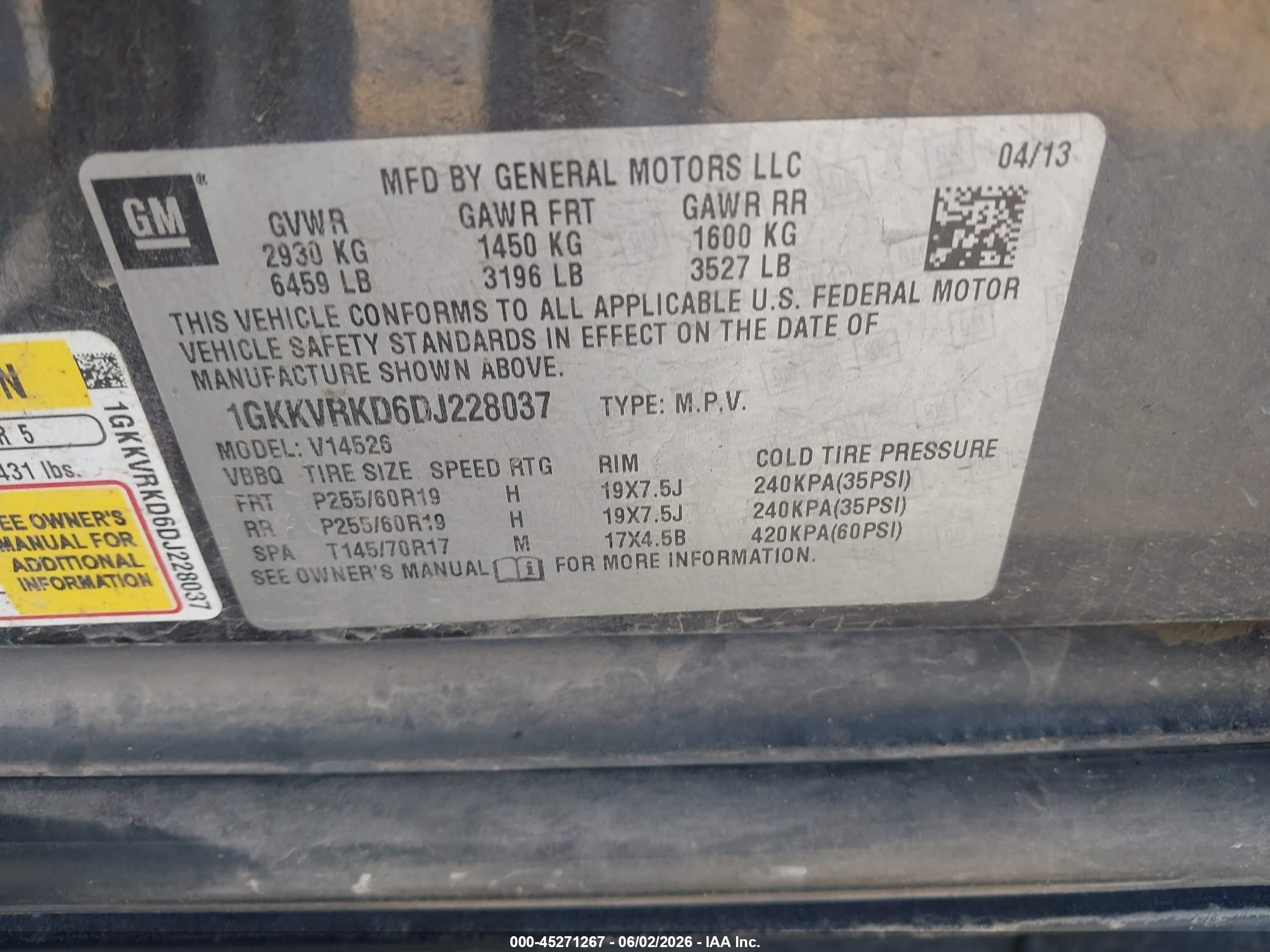 2013 Gmc Acadia Slt-1 Gray vin: 1GKKVRKD6DJ228037