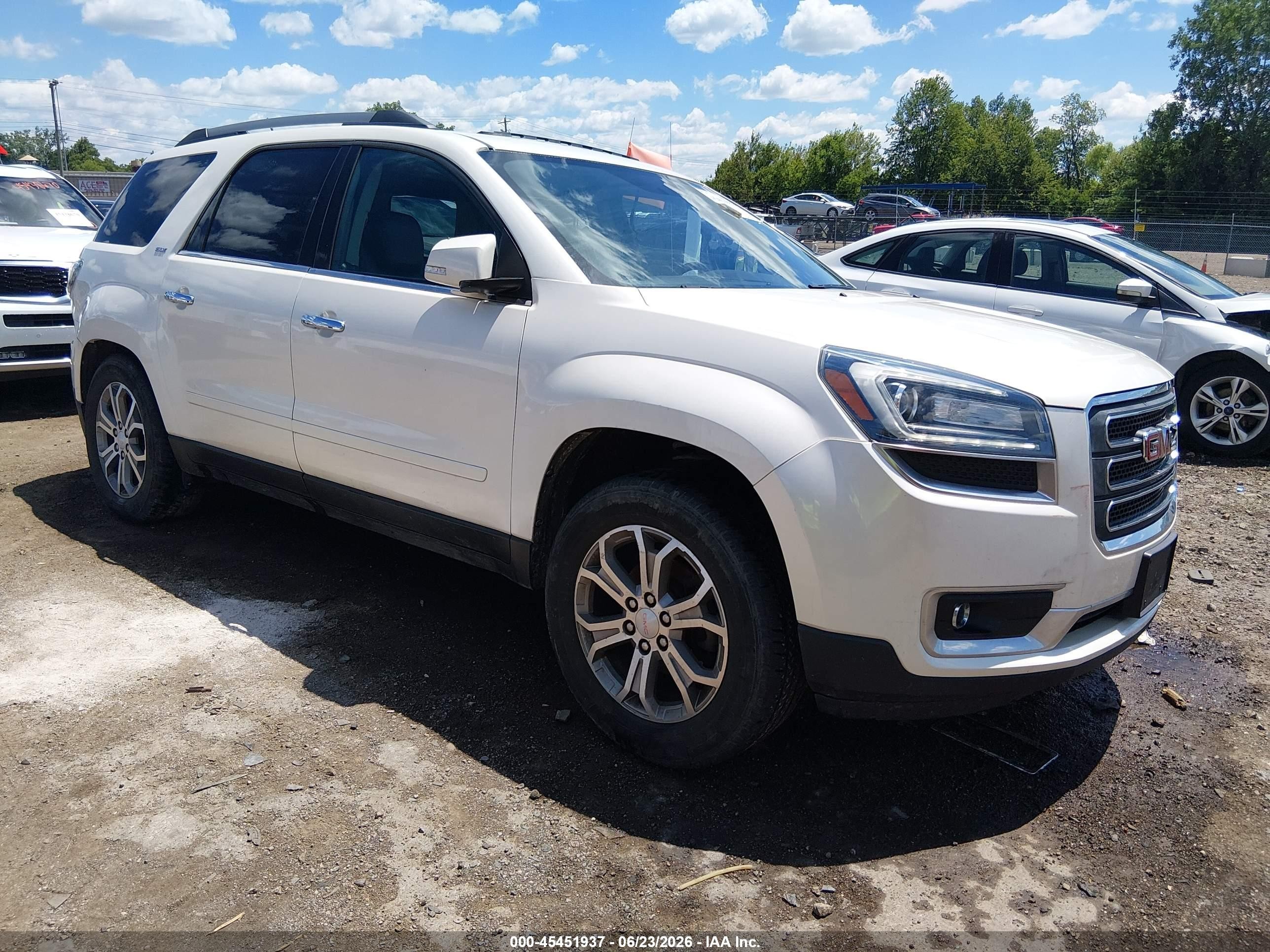 2013 Gmc Acadia Slt-1 White vin: 1GKKVRKD7DJ137536