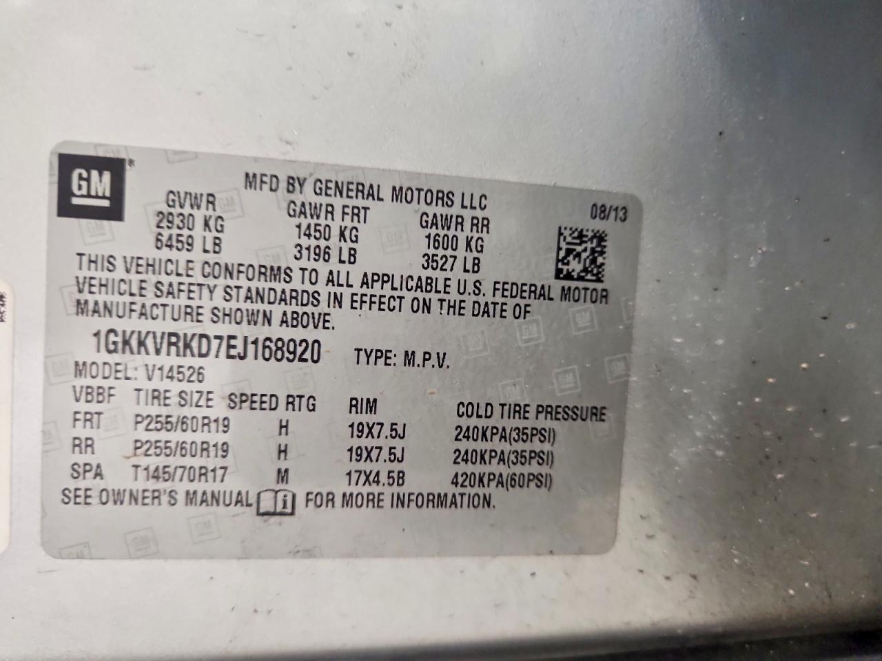 2014 Gmc Acadia Slt-1 Silver vin: 1GKKVRKD7EJ168920