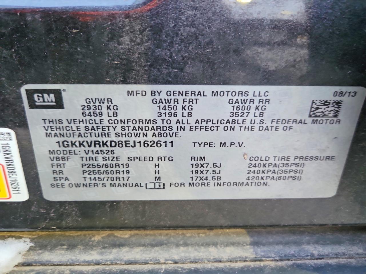 2014 Gmc Acadia Slt-1 Charcoal vin: 1GKKVRKD8EJ162611