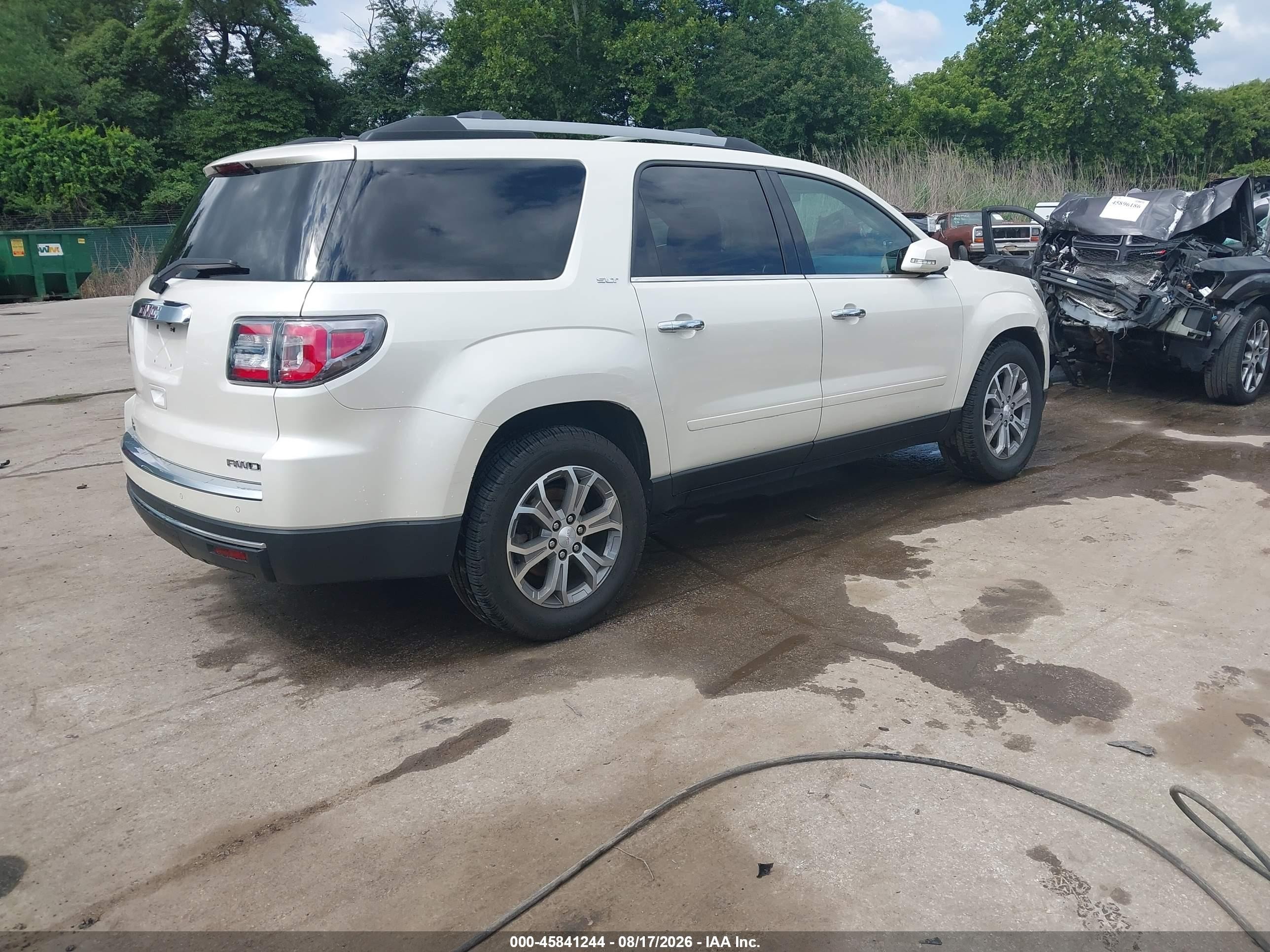 2015 Gmc Acadia Slt White vin: 1GKKVRKD8FJ119341