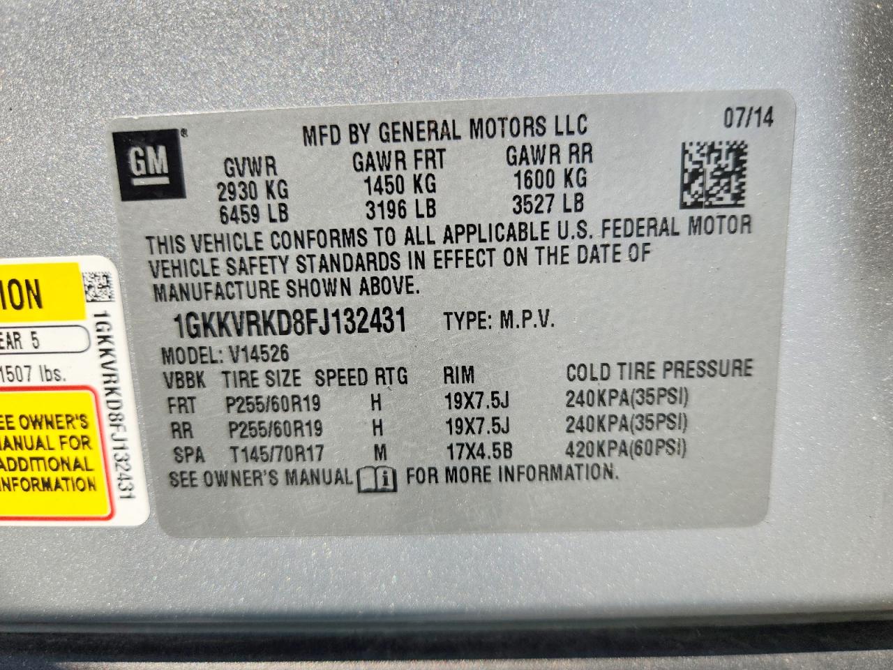 2015 Gmc Acadia Slt-1 Silver vin: 1GKKVRKD8FJ132431