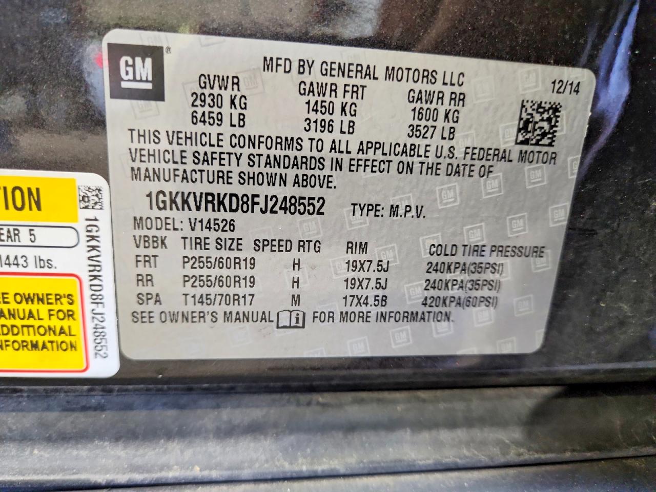 2015 Gmc Acadia Slt-1 Gray vin: 1GKKVRKD8FJ248552