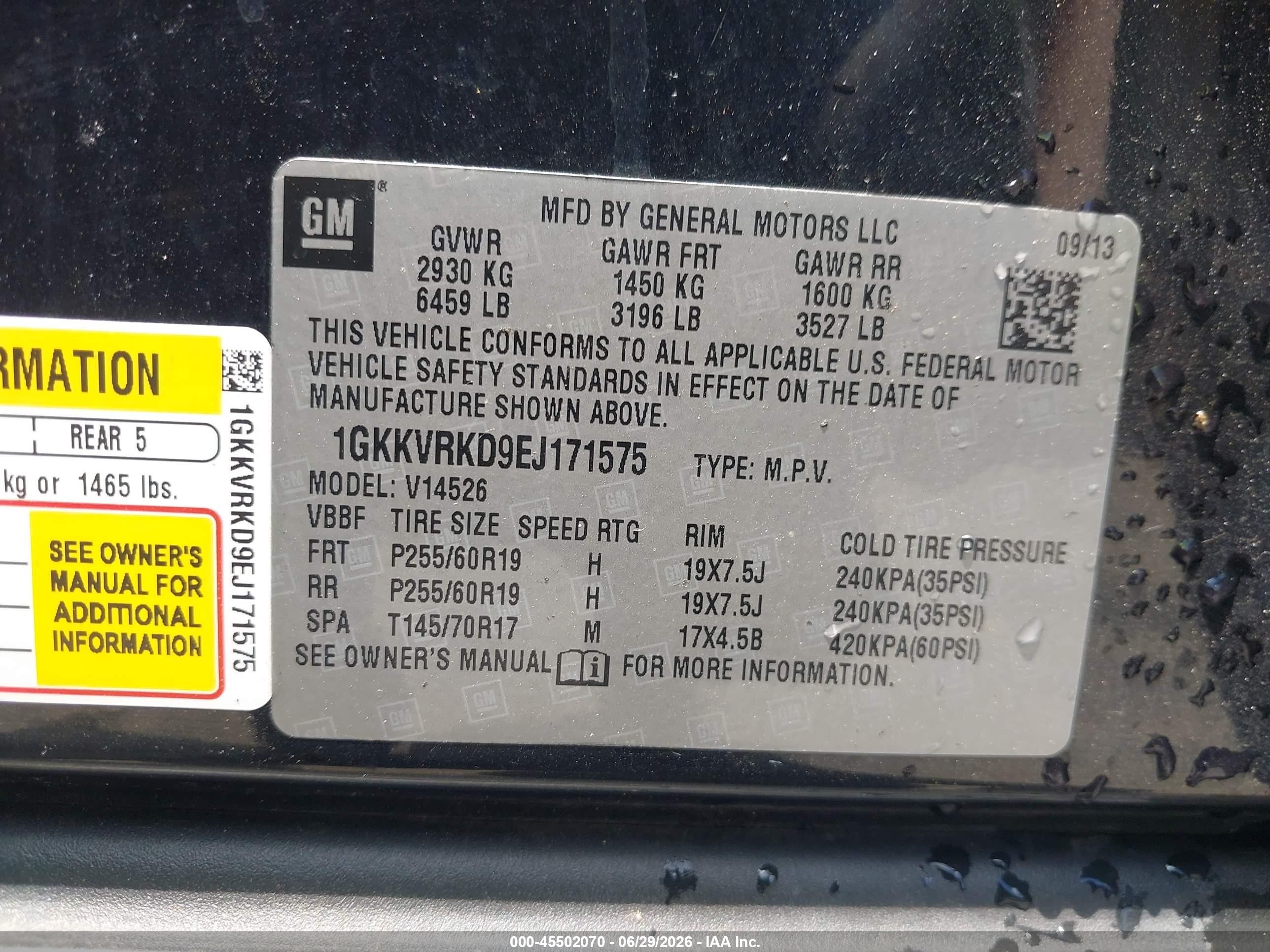 2014 Gmc Acadia Slt-1 Черный vin: 1GKKVRKD9EJ171575