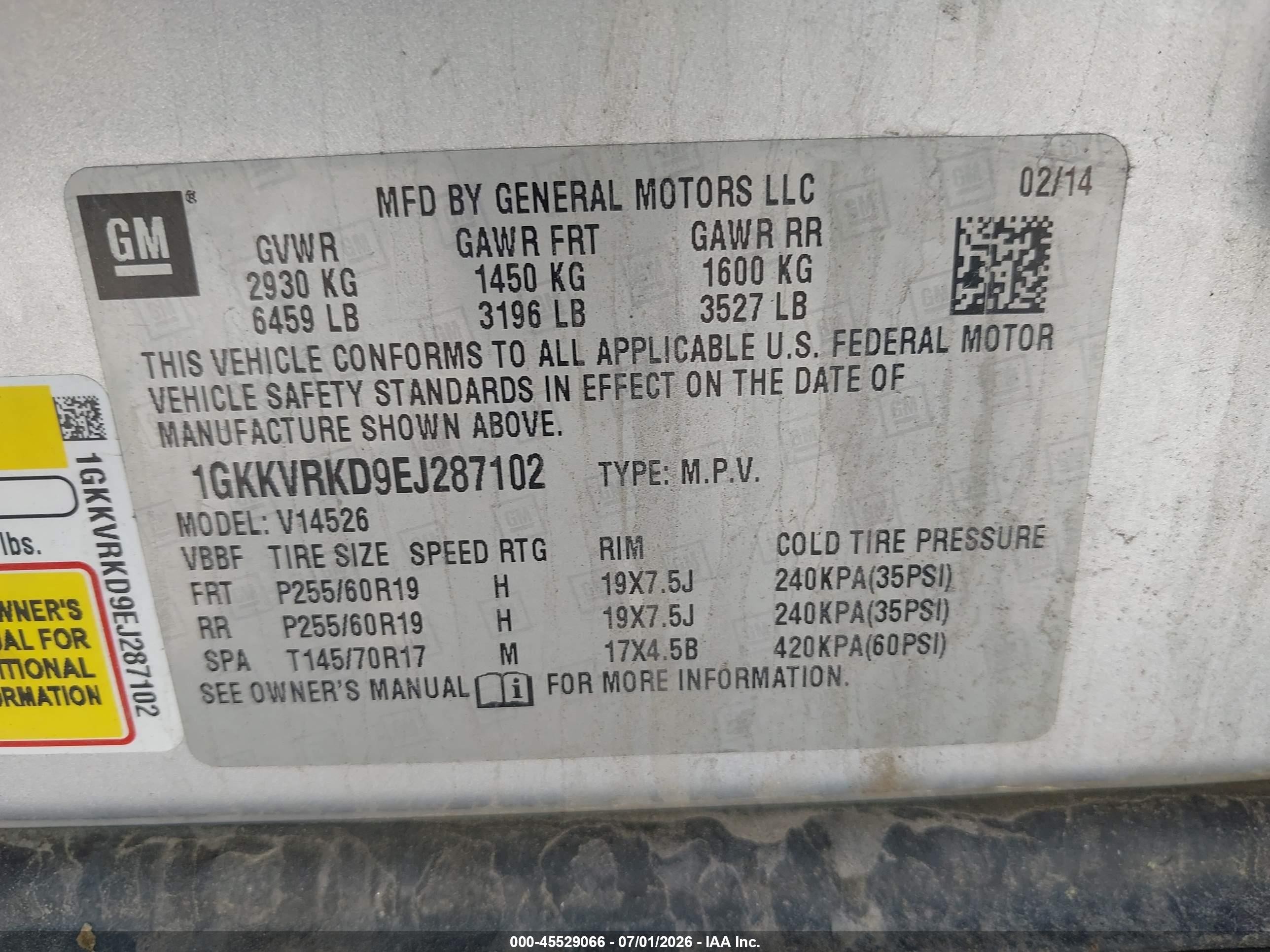 2014 Gmc Acadia Slt-1 Silver vin: 1GKKVRKD9EJ287102