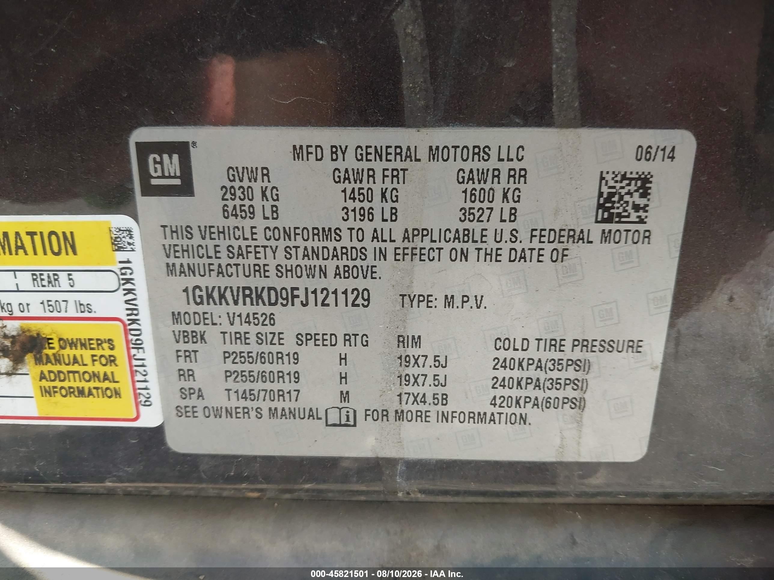 2015 Gmc Acadia Slt Black vin: 1GKKVRKD9FJ121129