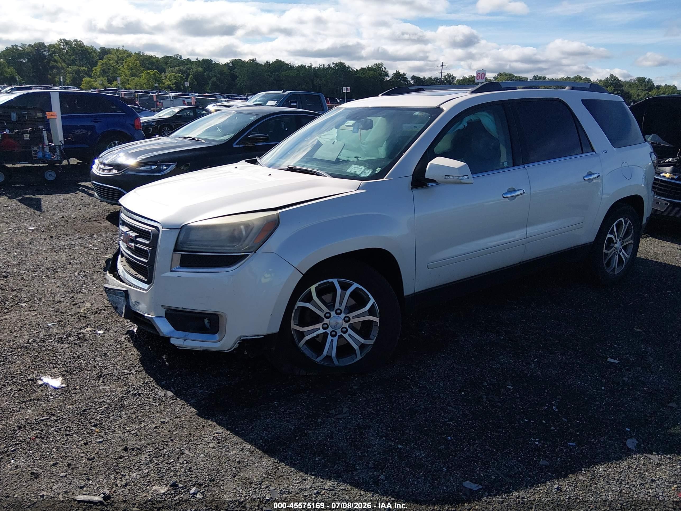 2013 Gmc Acadia Slt-1 White vin: 1GKKVRKDXDJ178579