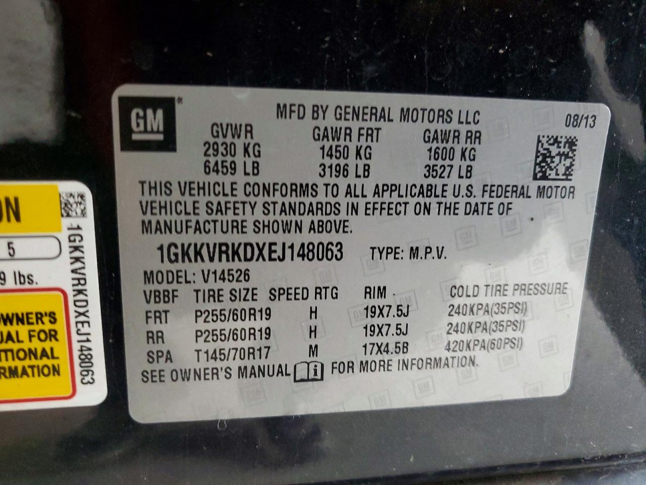 2014 Gmc Acadia Slt-1 Black vin: 1GKKVRKDXEJ148063