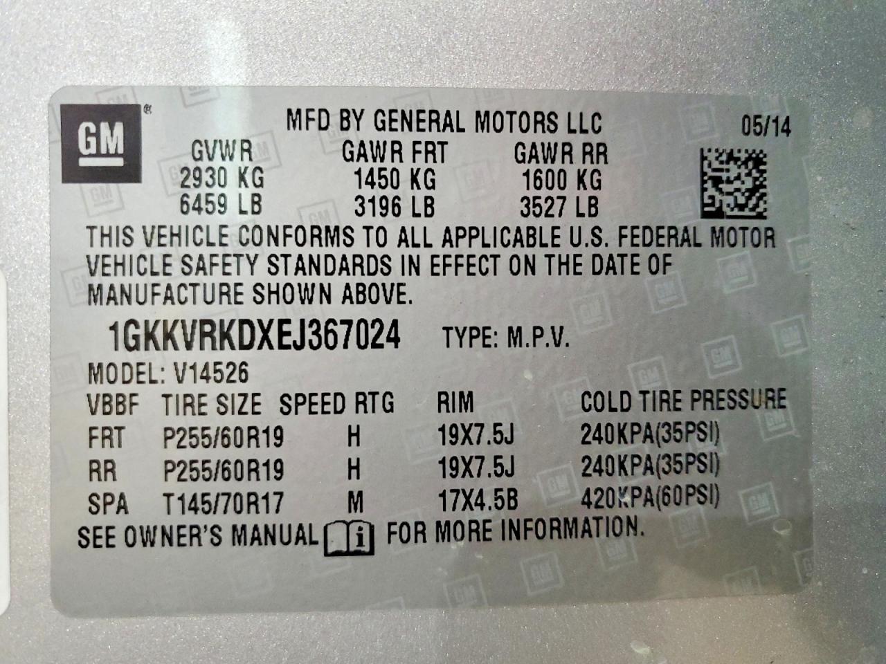 2014 Gmc Acadia Slt-1 Silver vin: 1GKKVRKDXEJ367024