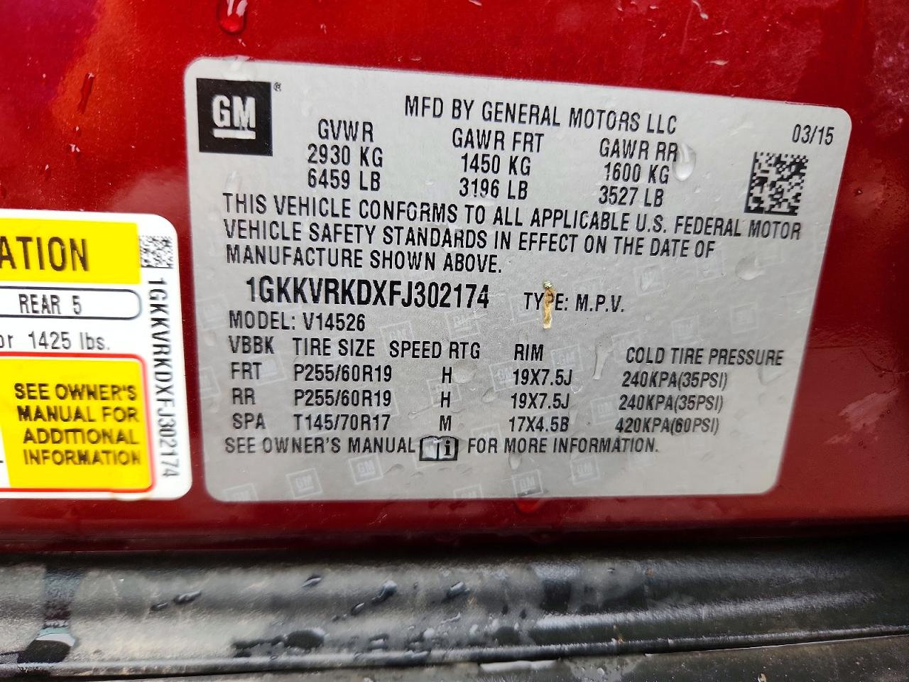 2015 Gmc Acadia Slt-1 Red vin: 1GKKVRKDXFJ302174