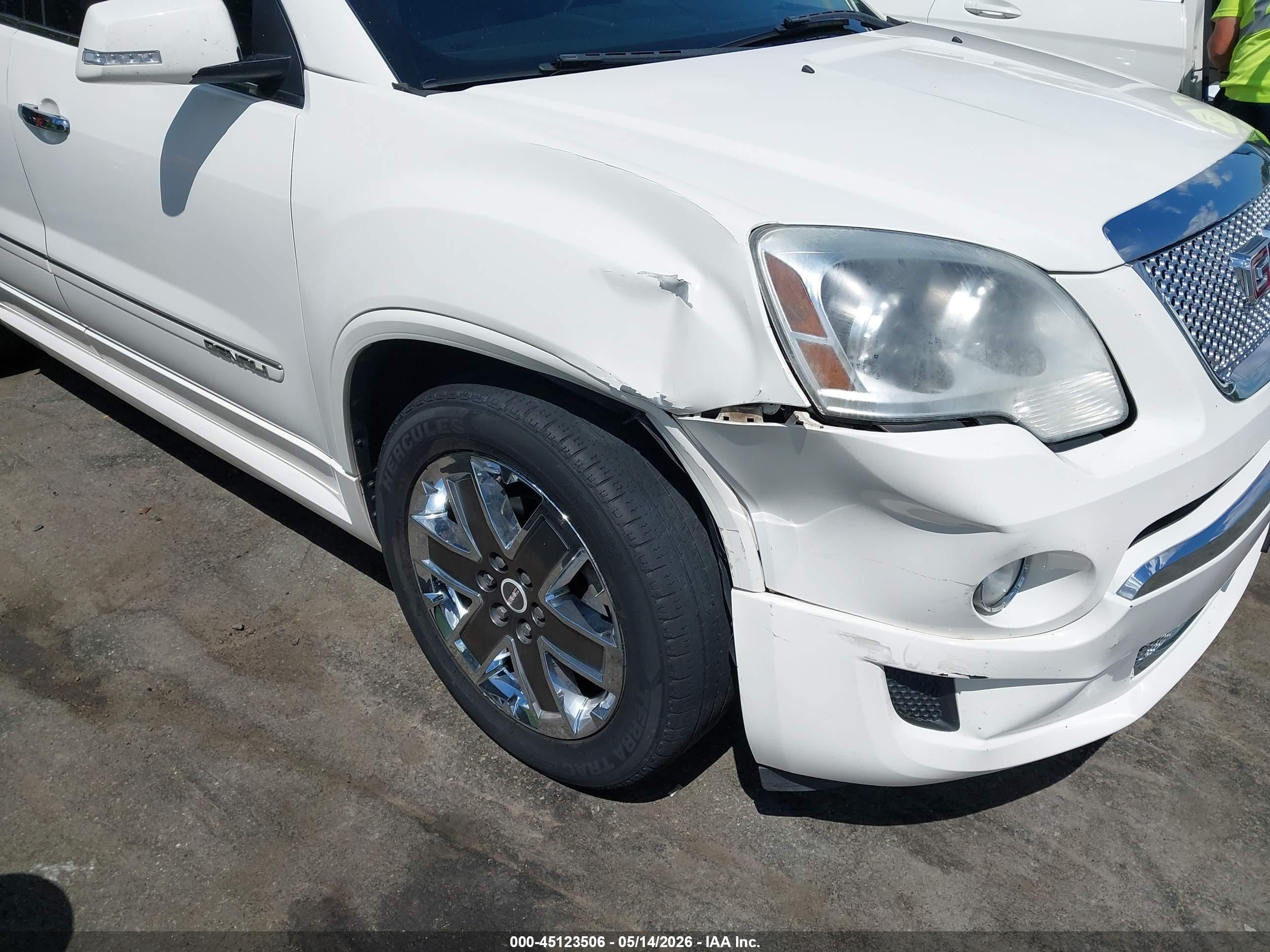 2012 Gmc Acadia Denali White vin: 1GKKVTED3CJ289112
