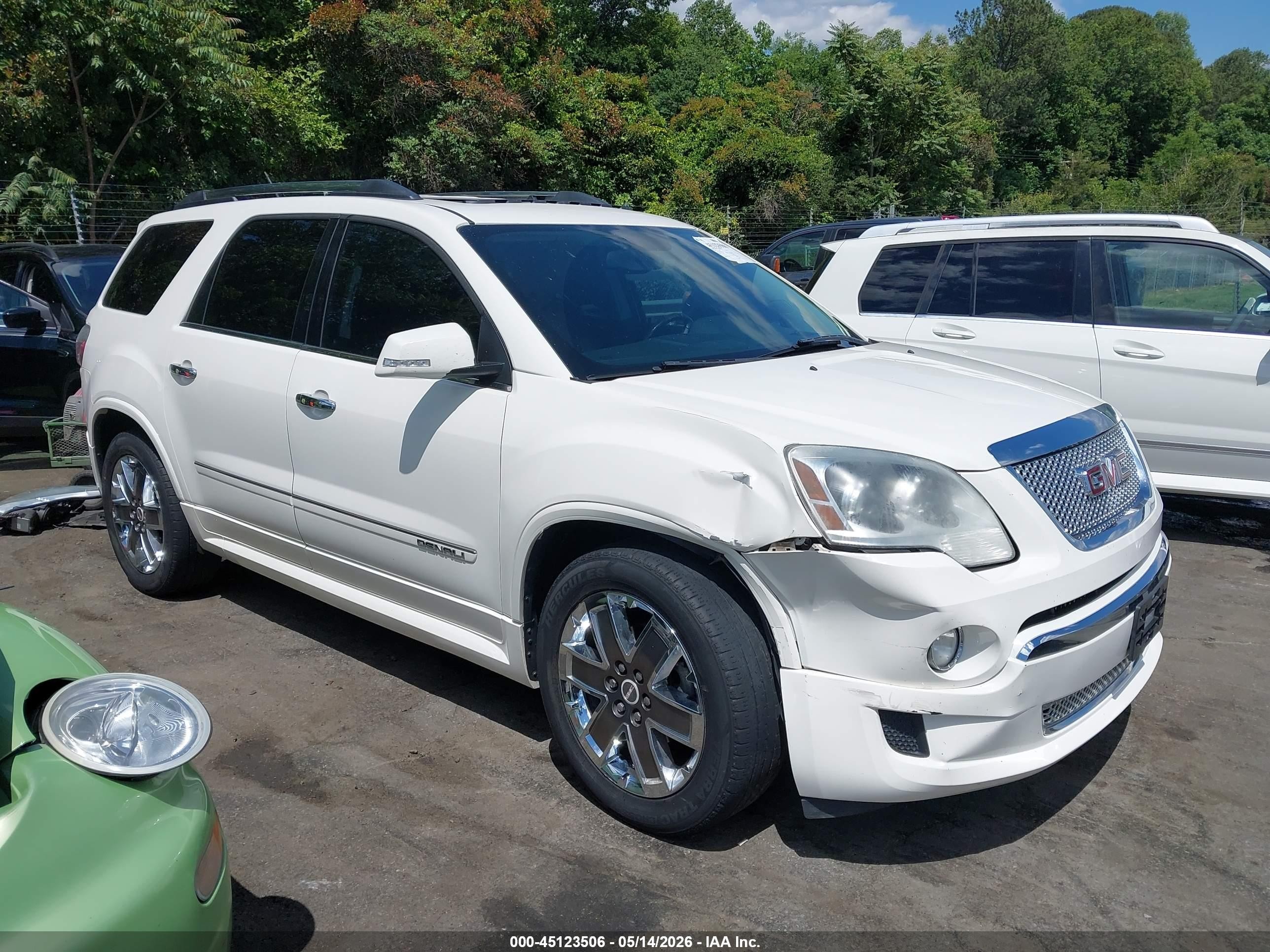 2012 Gmc Acadia Denali White vin: 1GKKVTED3CJ289112