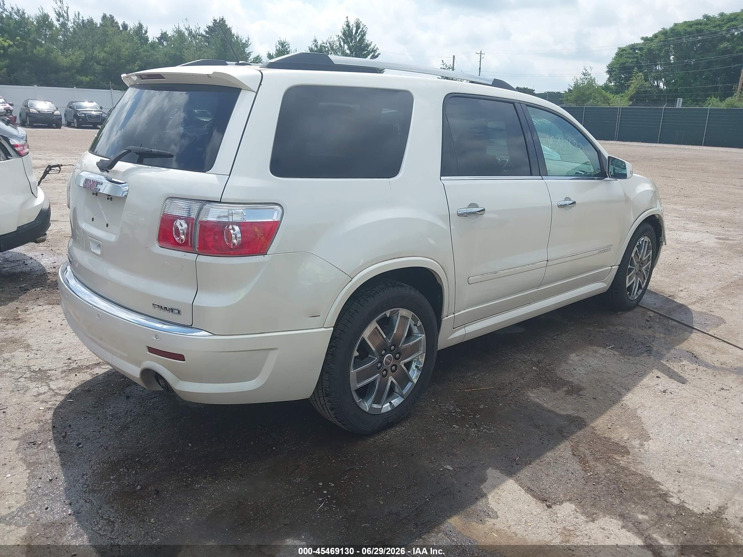 2012 Gmc Acadia Denali White vin: 1GKKVTED5CJ276992