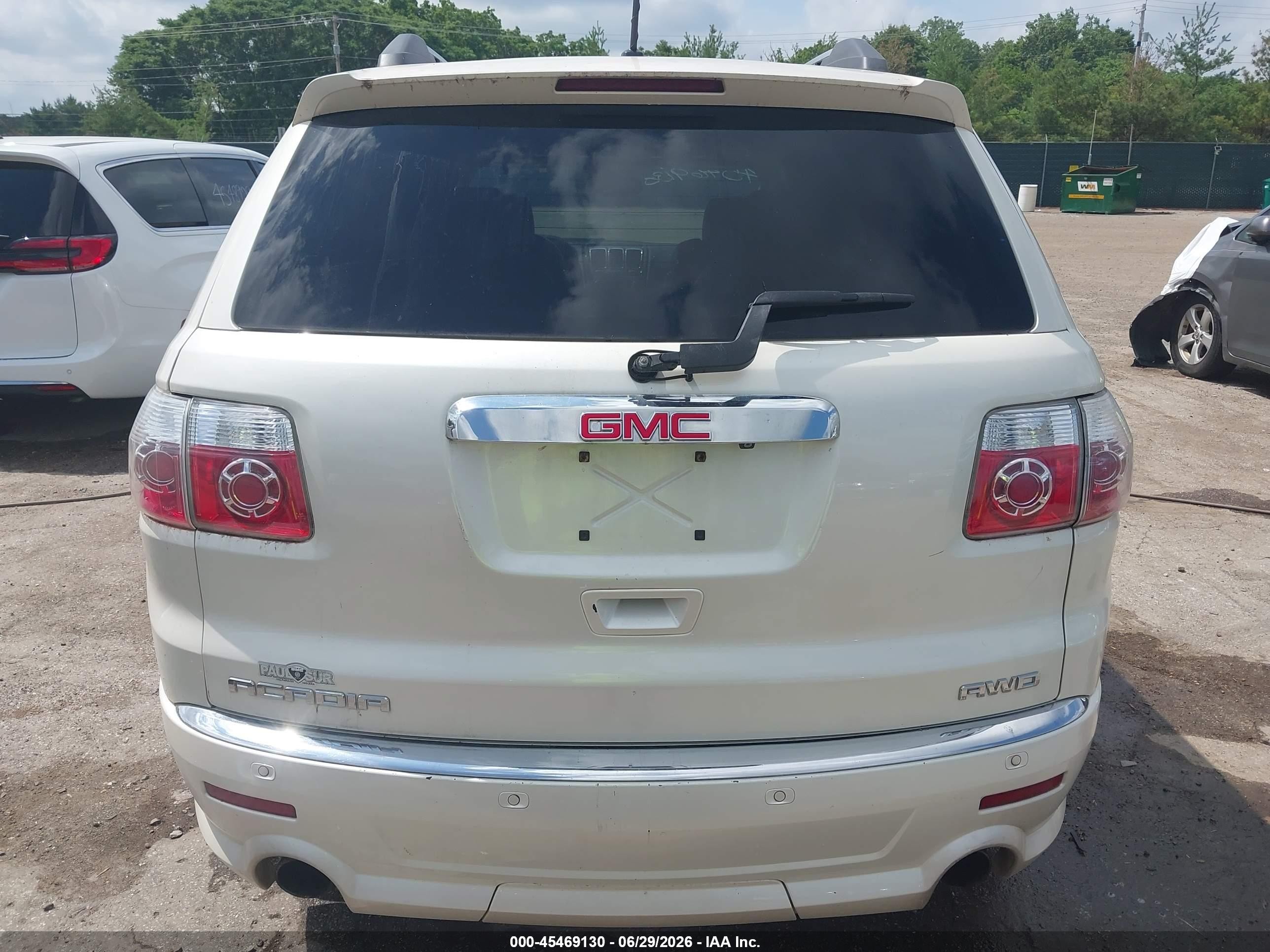 2012 Gmc Acadia Denali White vin: 1GKKVTED5CJ276992
