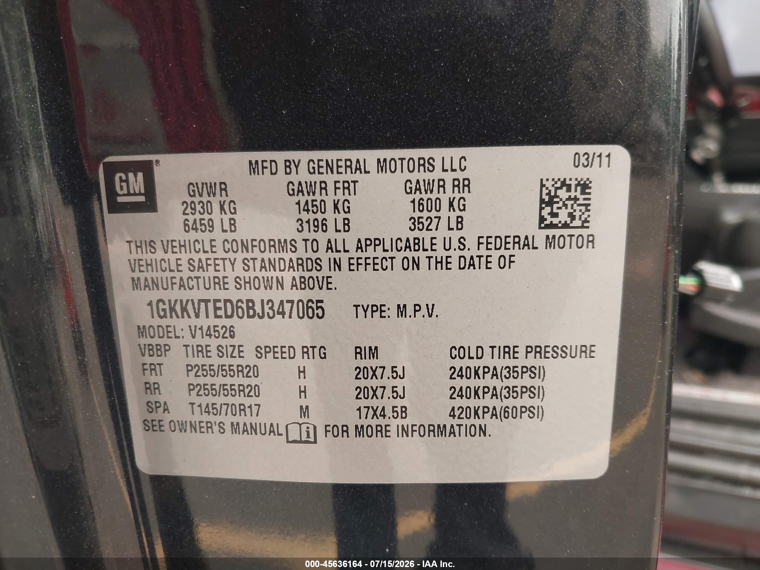 2011 Gmc Acadia Denali Черный vin: 1GKKVTED6BJ347065