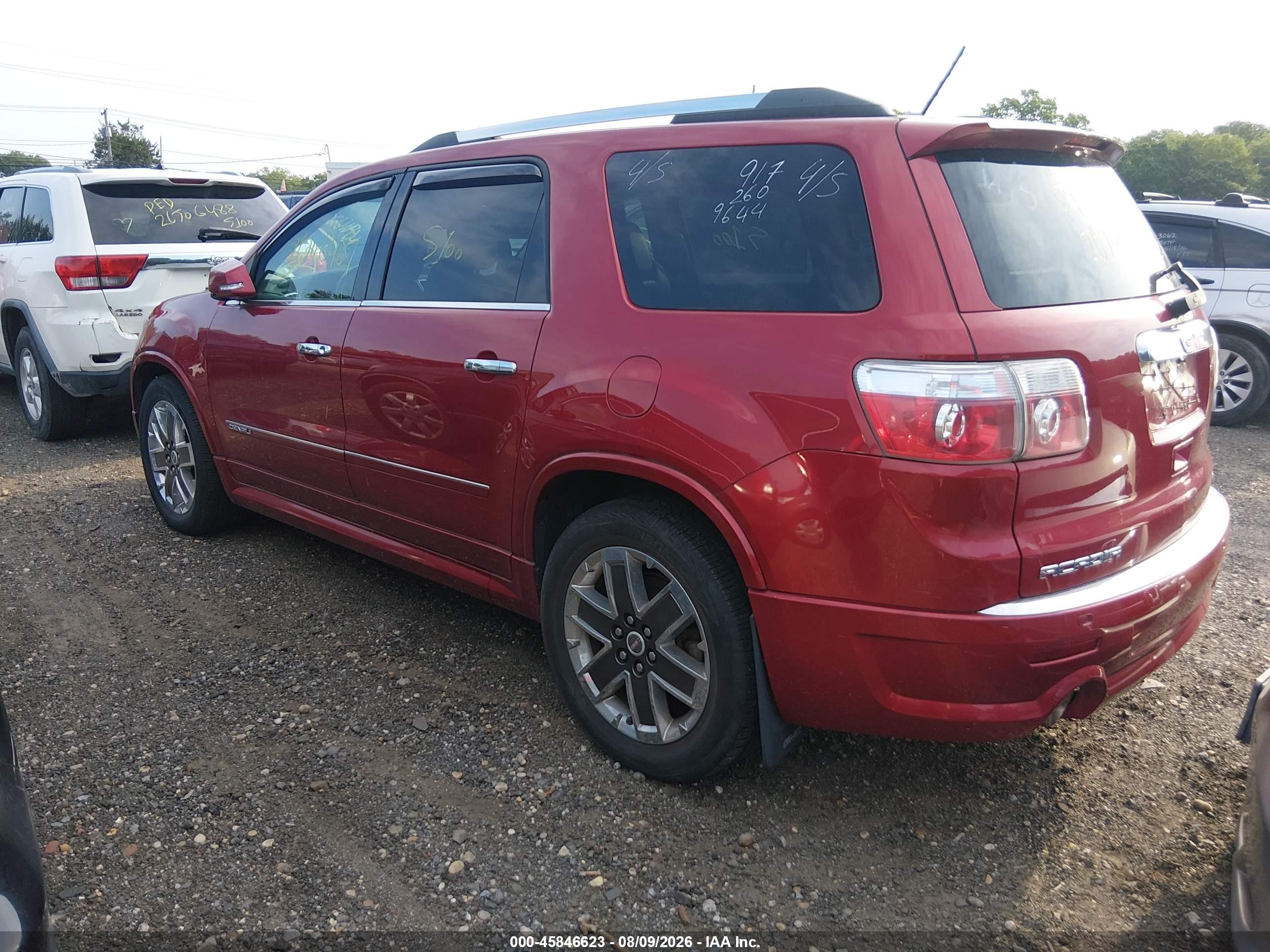 2012 Gmc Acadia Denali Red vin: 1GKKVTEDXCJ354246
