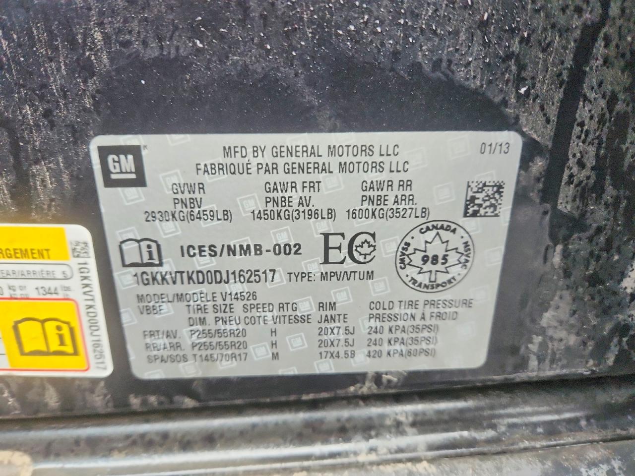 2013 Gmc Acadia Denali Черный vin: 1GKKVTKD0DJ162517