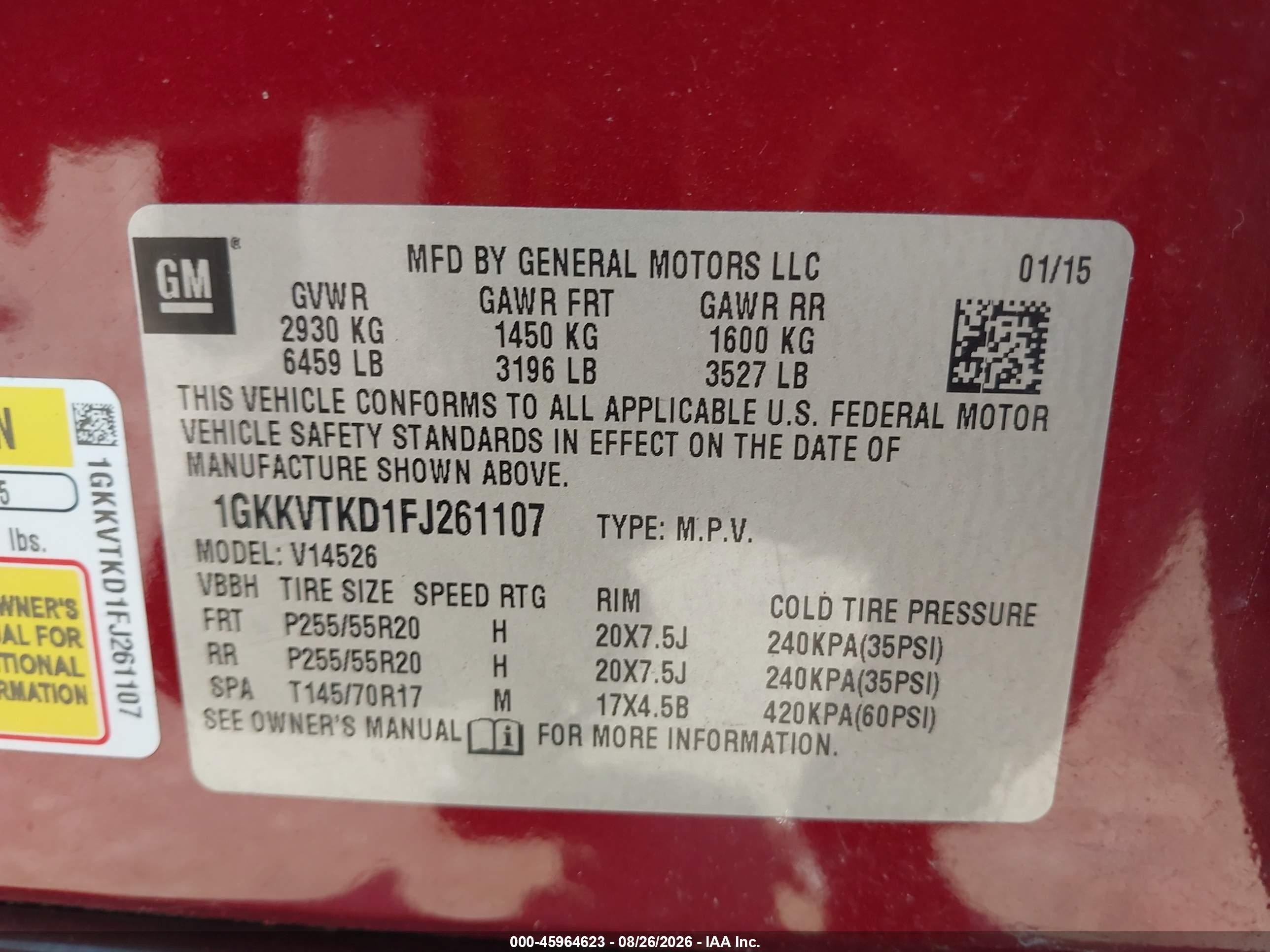 2015 Gmc Acadia Denali Purple vin: 1GKKVTKD1FJ261107