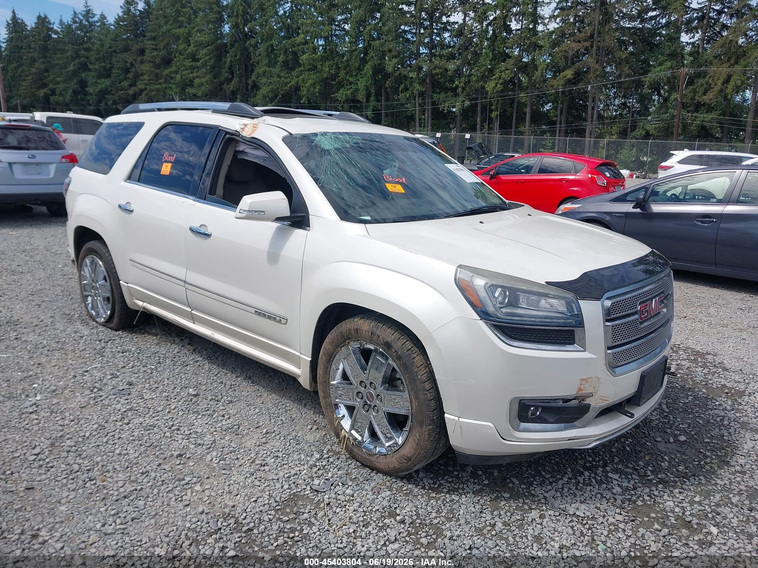 2015 Gmc Acadia Denali White vin: 1GKKVTKD2FJ240749
