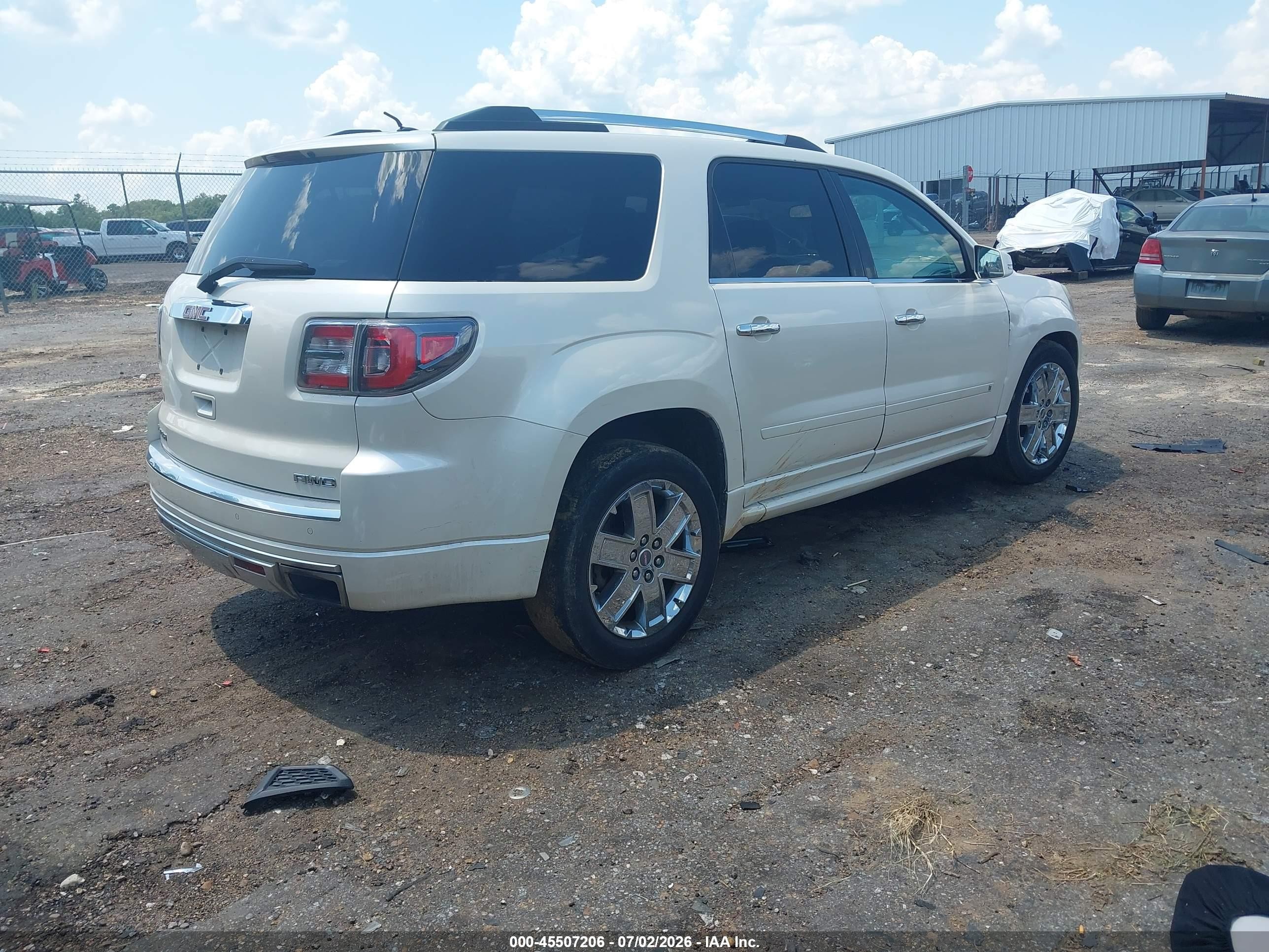 2013 Gmc Acadia Denali White vin: 1GKKVTKD3DJ180915