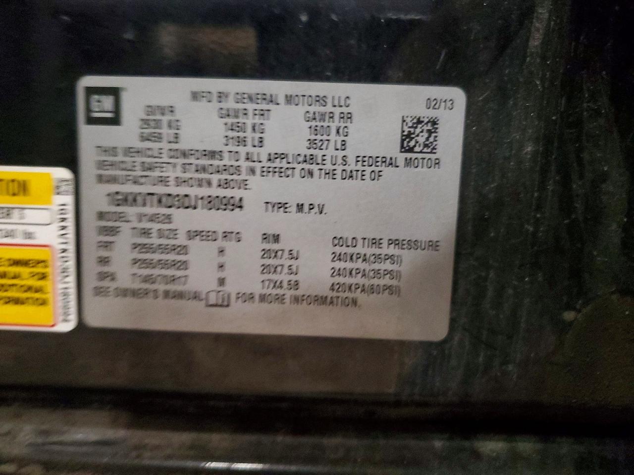 2013 Gmc Acadia Denali Угольный vin: 1GKKVTKD3DJ180994