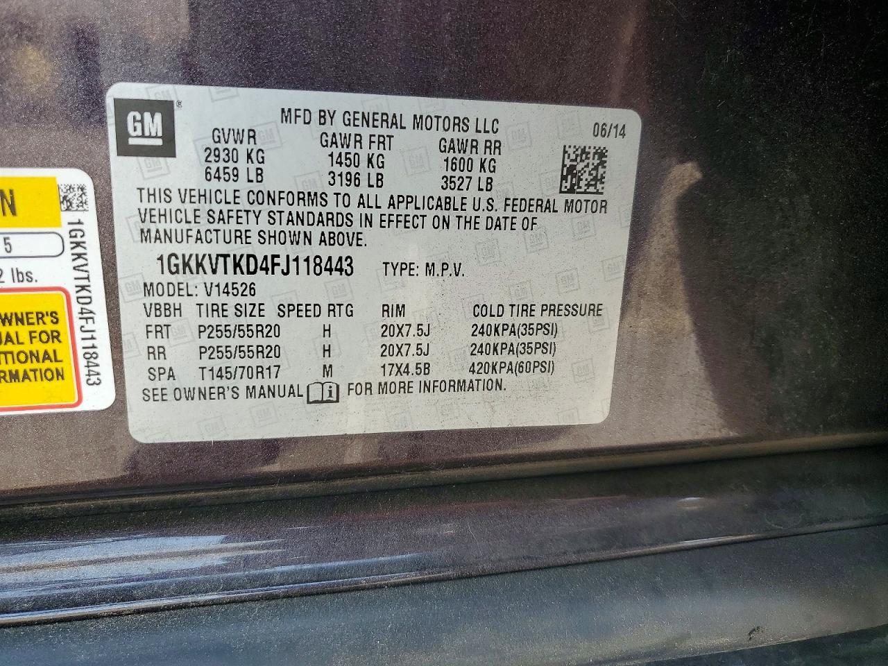 2015 Gmc Acadia Denali Purple vin: 1GKKVTKD4FJ118443