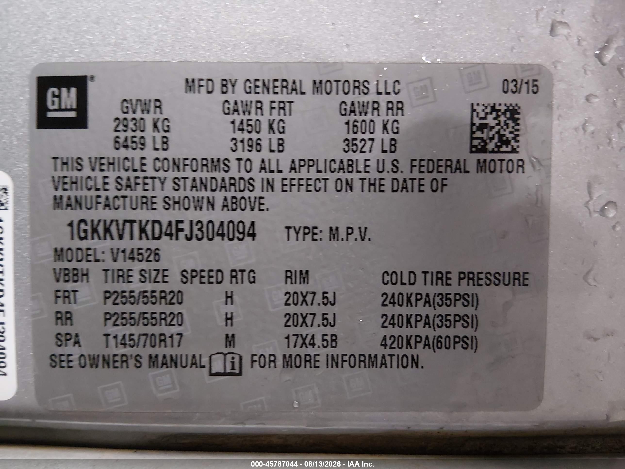 2015 Gmc Acadia Denali Silver vin: 1GKKVTKD4FJ304094
