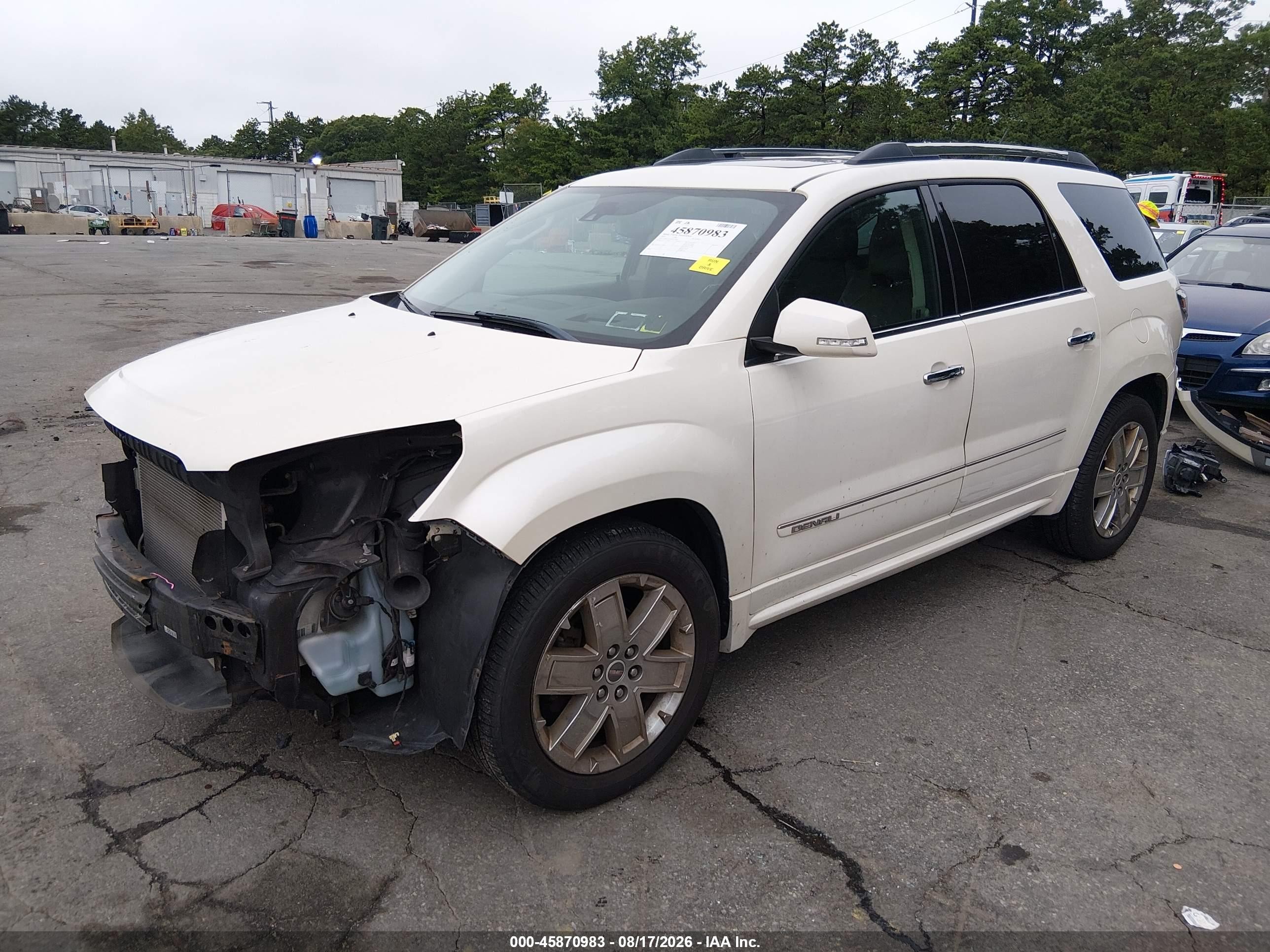 2015 Gmc Acadia Denali White vin: 1GKKVTKD8FJ257801