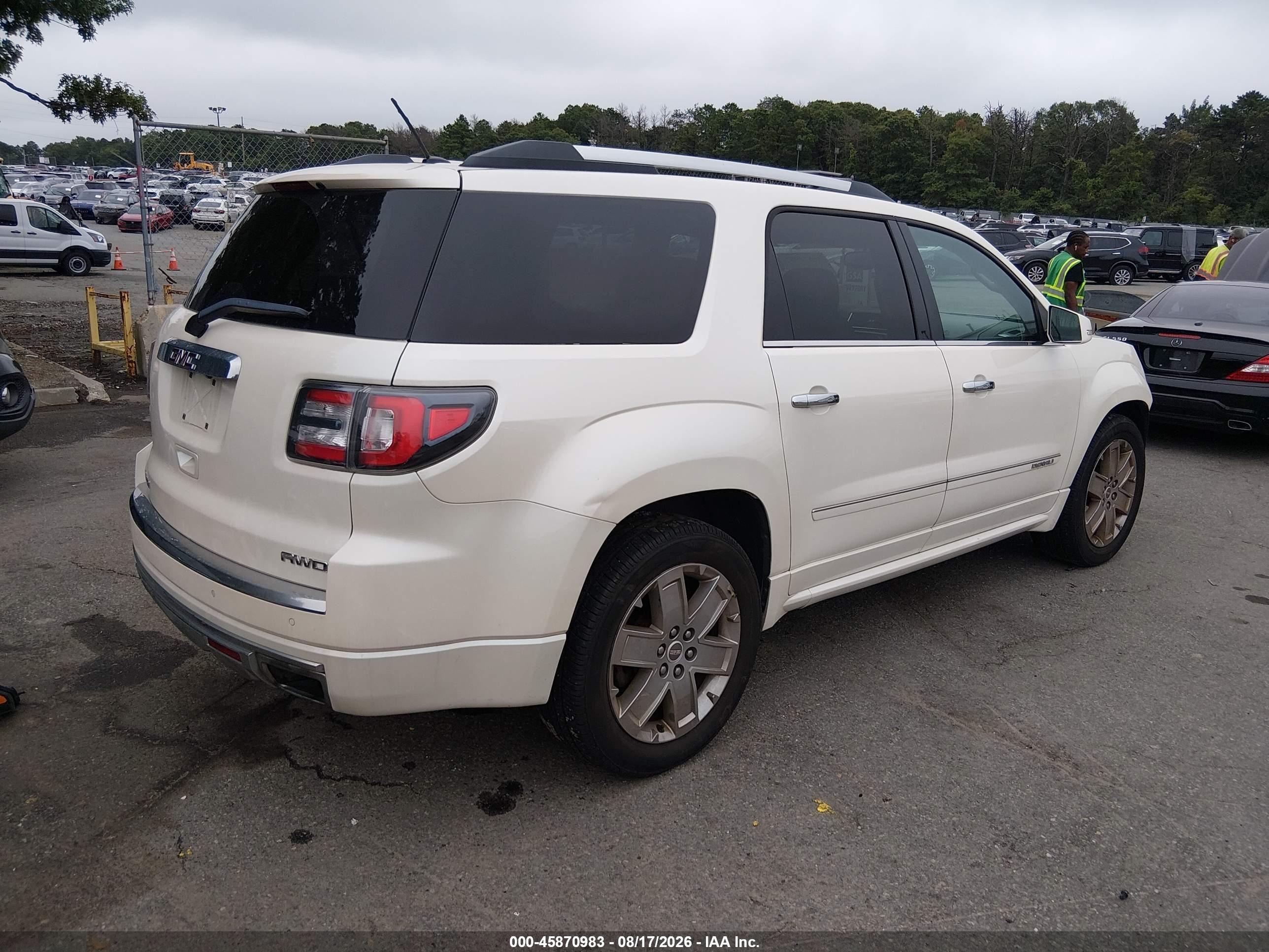 2015 Gmc Acadia Denali White vin: 1GKKVTKD8FJ257801