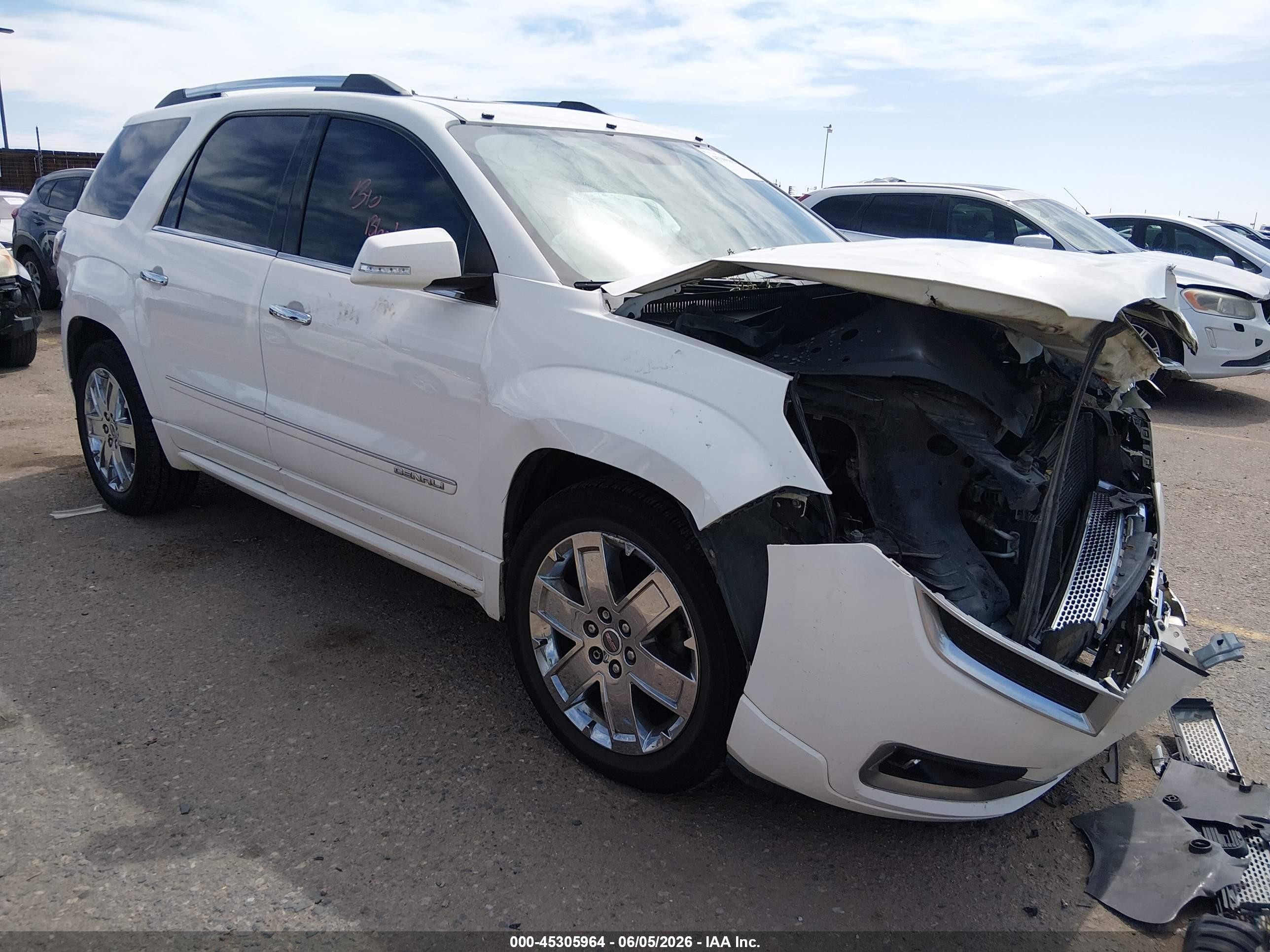 2013 Gmc Acadia Denali White vin: 1GKKVTKDXDJ165263