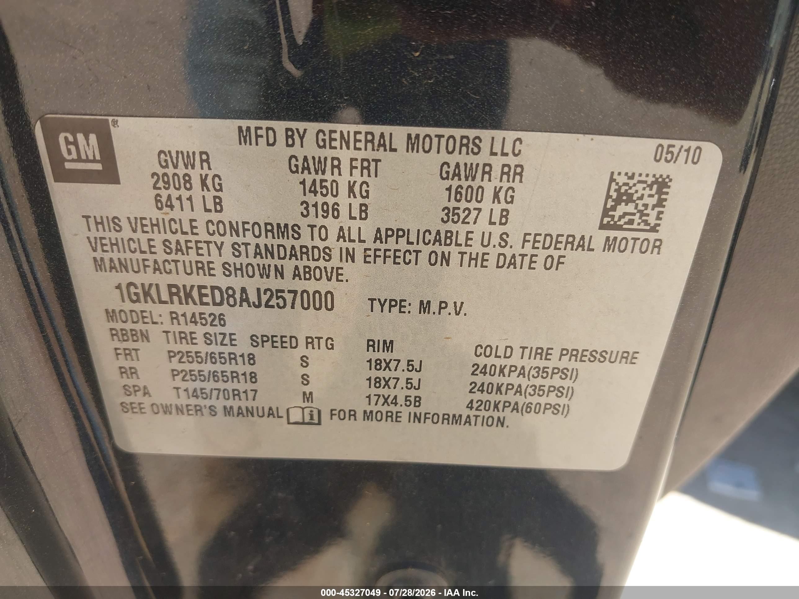 2010 Gmc Acadia Sl Черный vin: 1GKLRKED8AJ257000