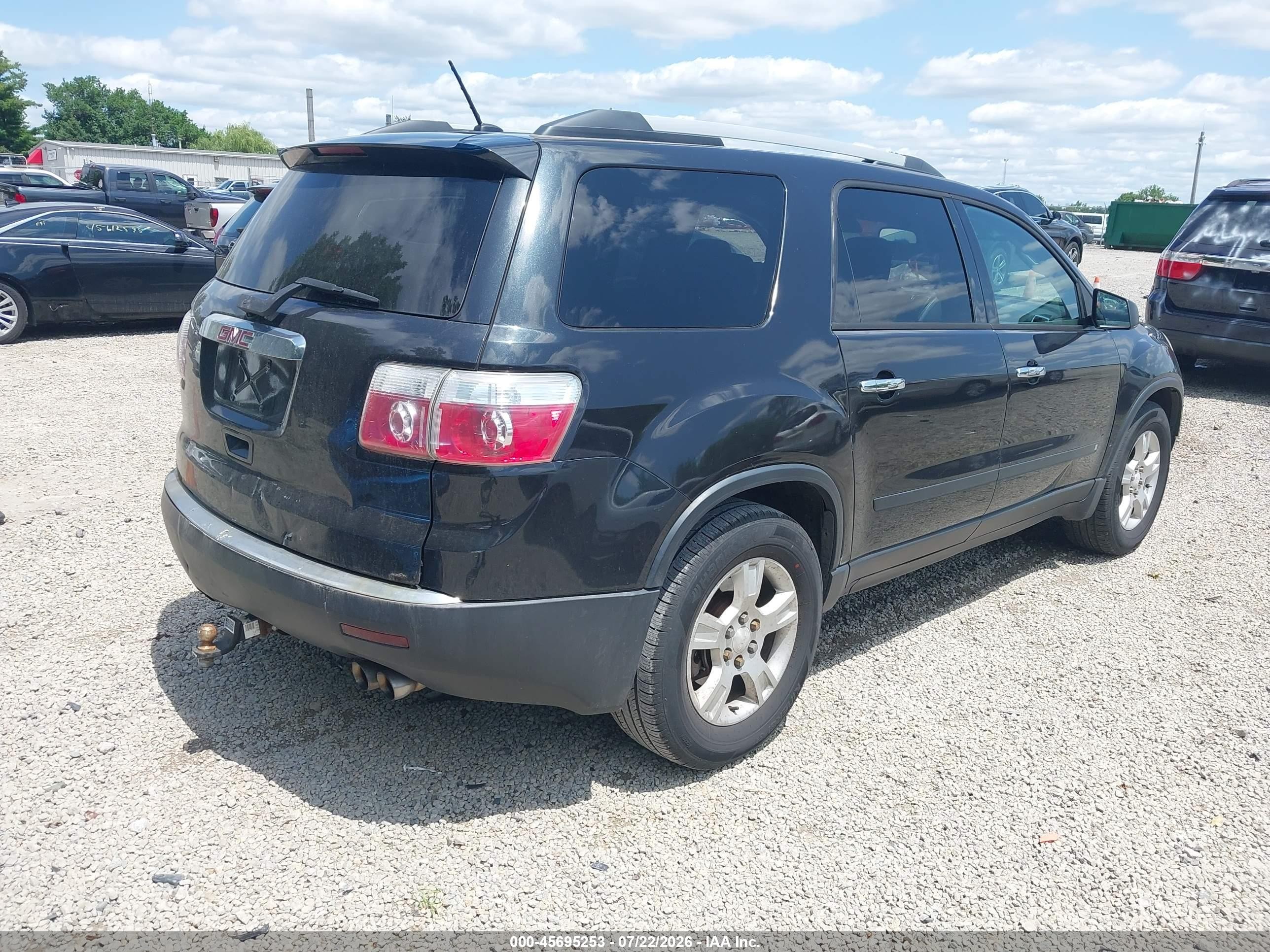 2010 Gmc Acadia Sl Black vin: 1GKLRKEDXAJ152605